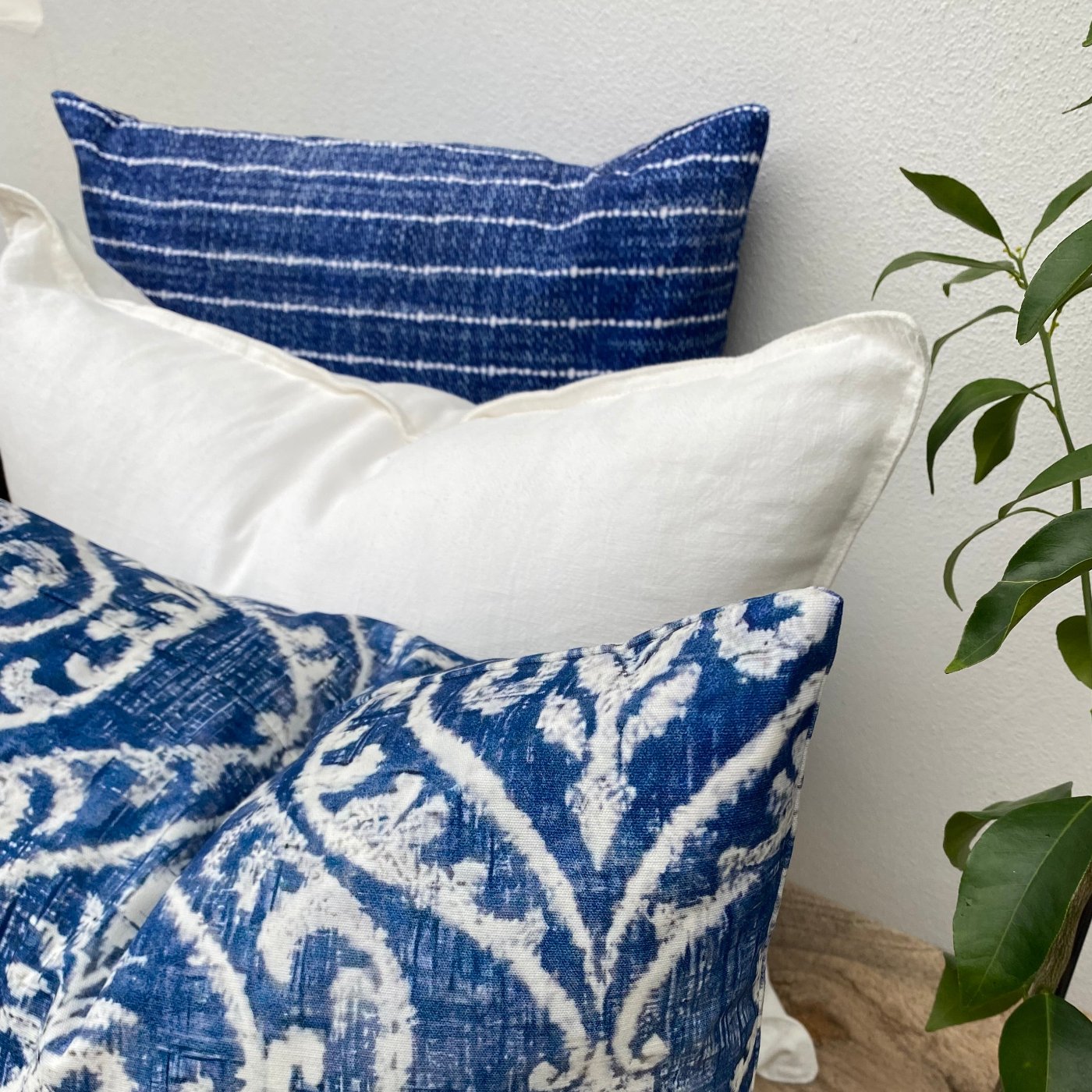 45x45 and 50x50 Blue and White Cushion Covers