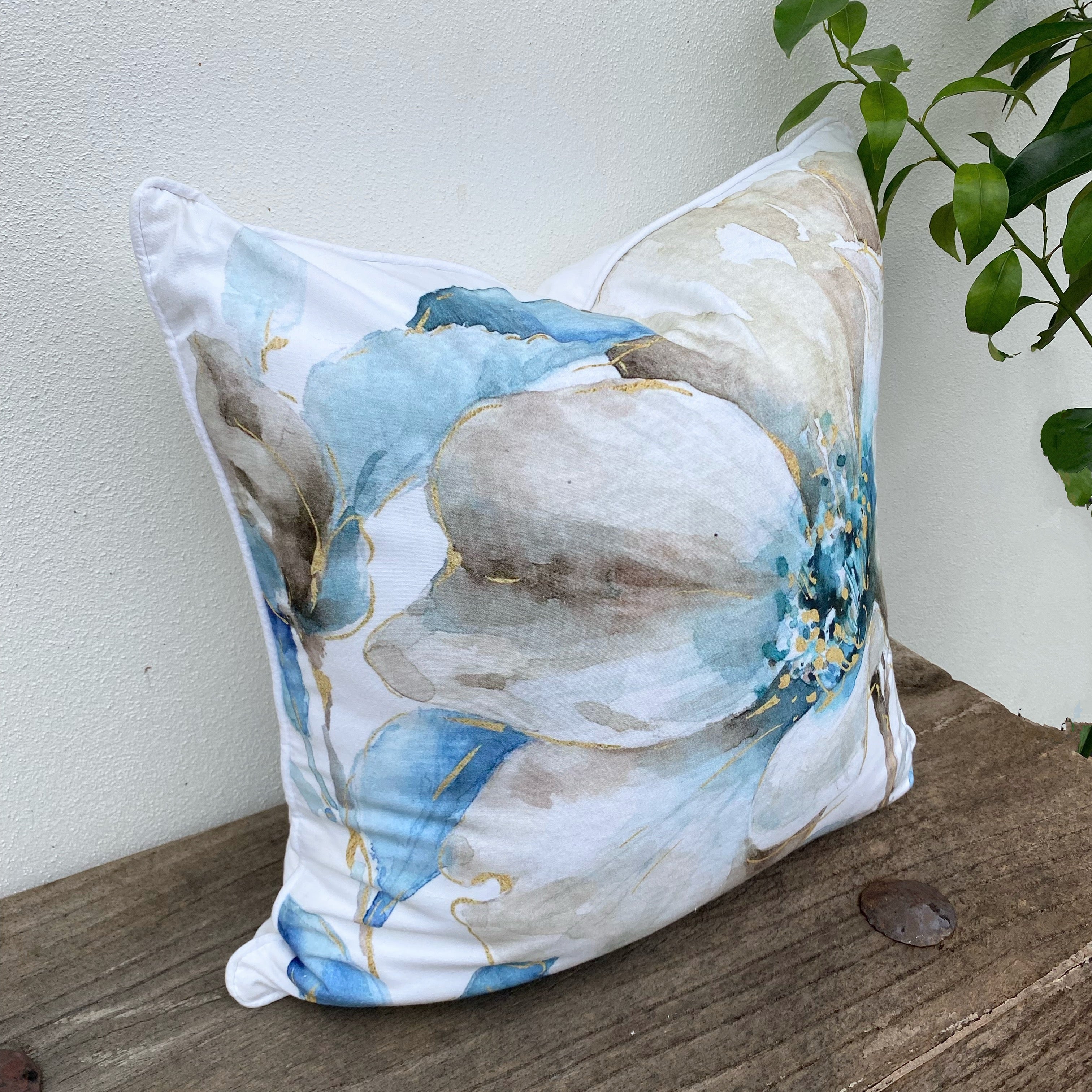 45cm x 45cm Watercolour Light Blue Floral Cushion Cover