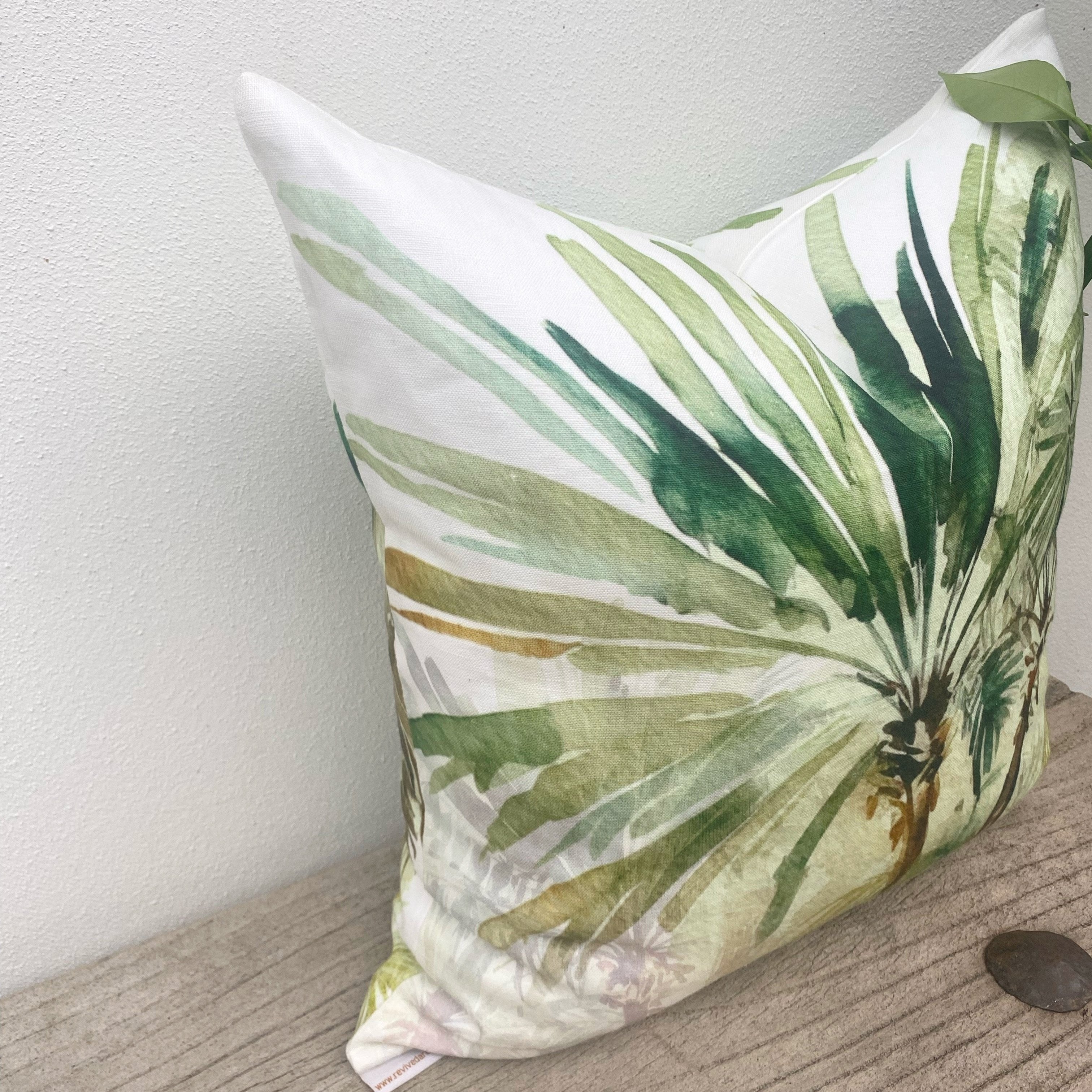 Gorgeous Watercolour French Linen Palm Tree Cushion Cover