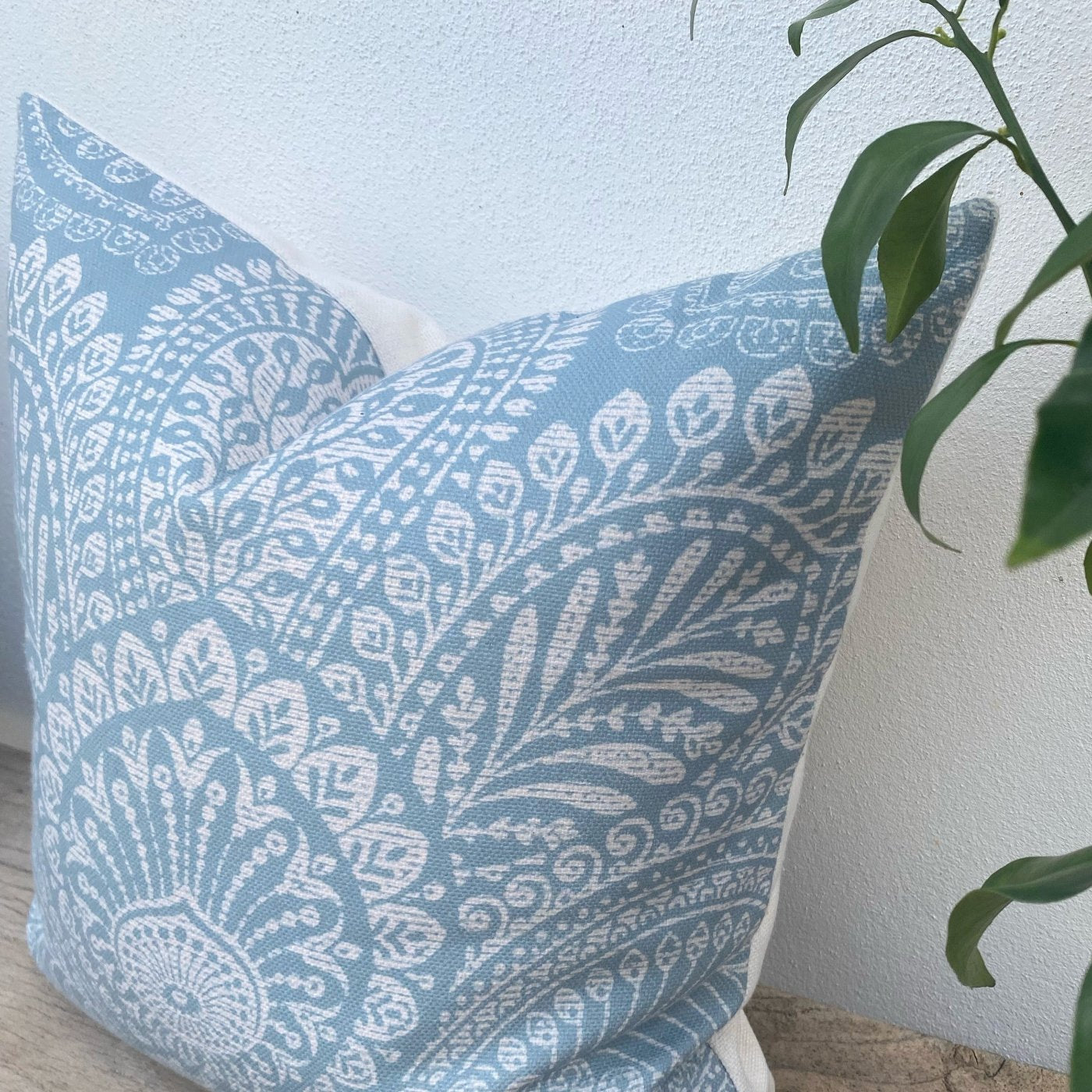 45x45 Light Blue Tropical Floral Cushion