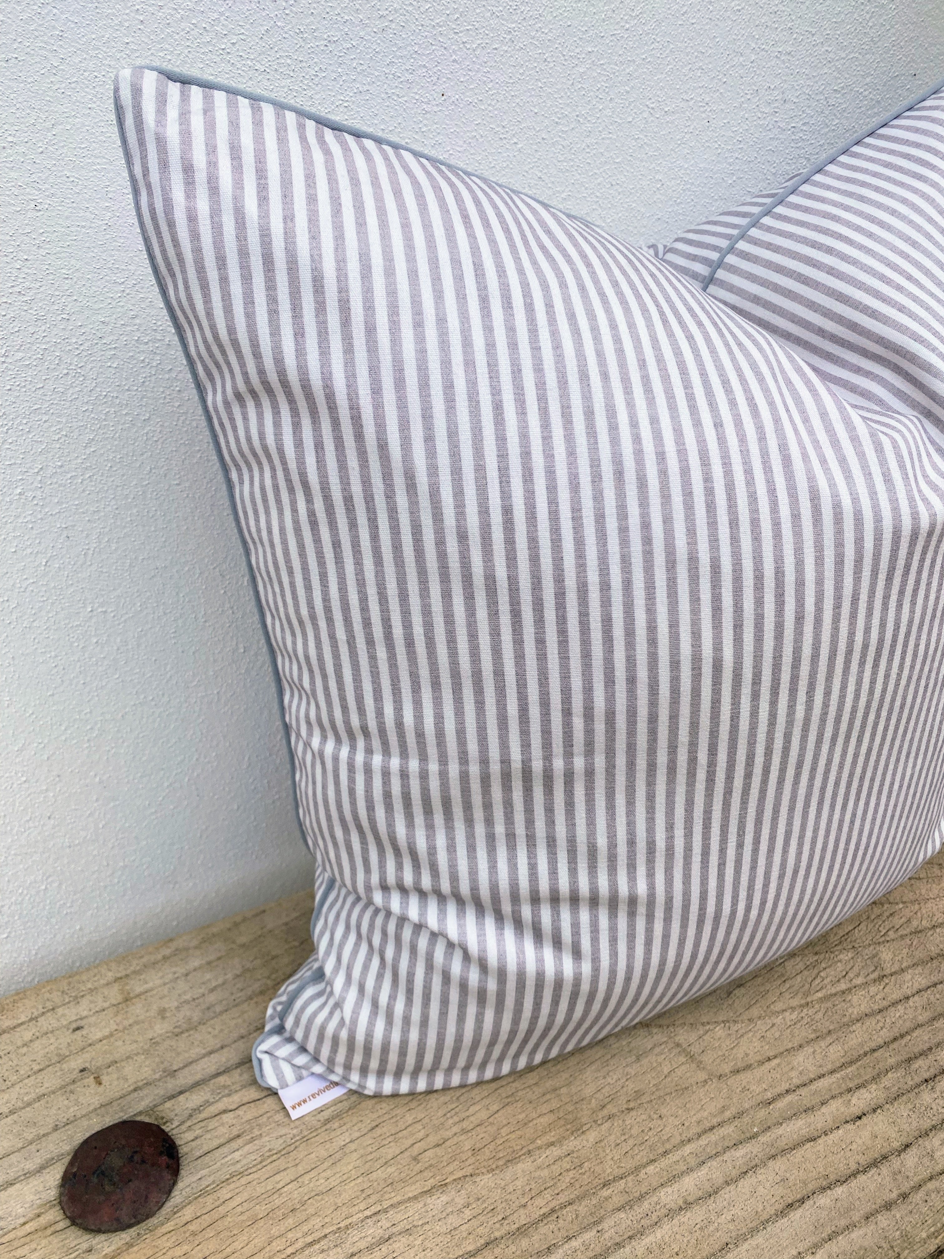 100% Cotton  Grey and White Striped Cushions | Pin Stripe