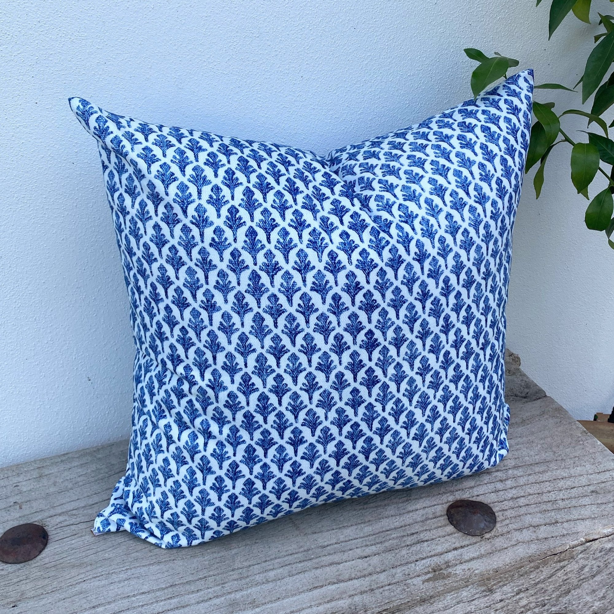 Gorgeous White and Blue Patterned Coastal Cushion 