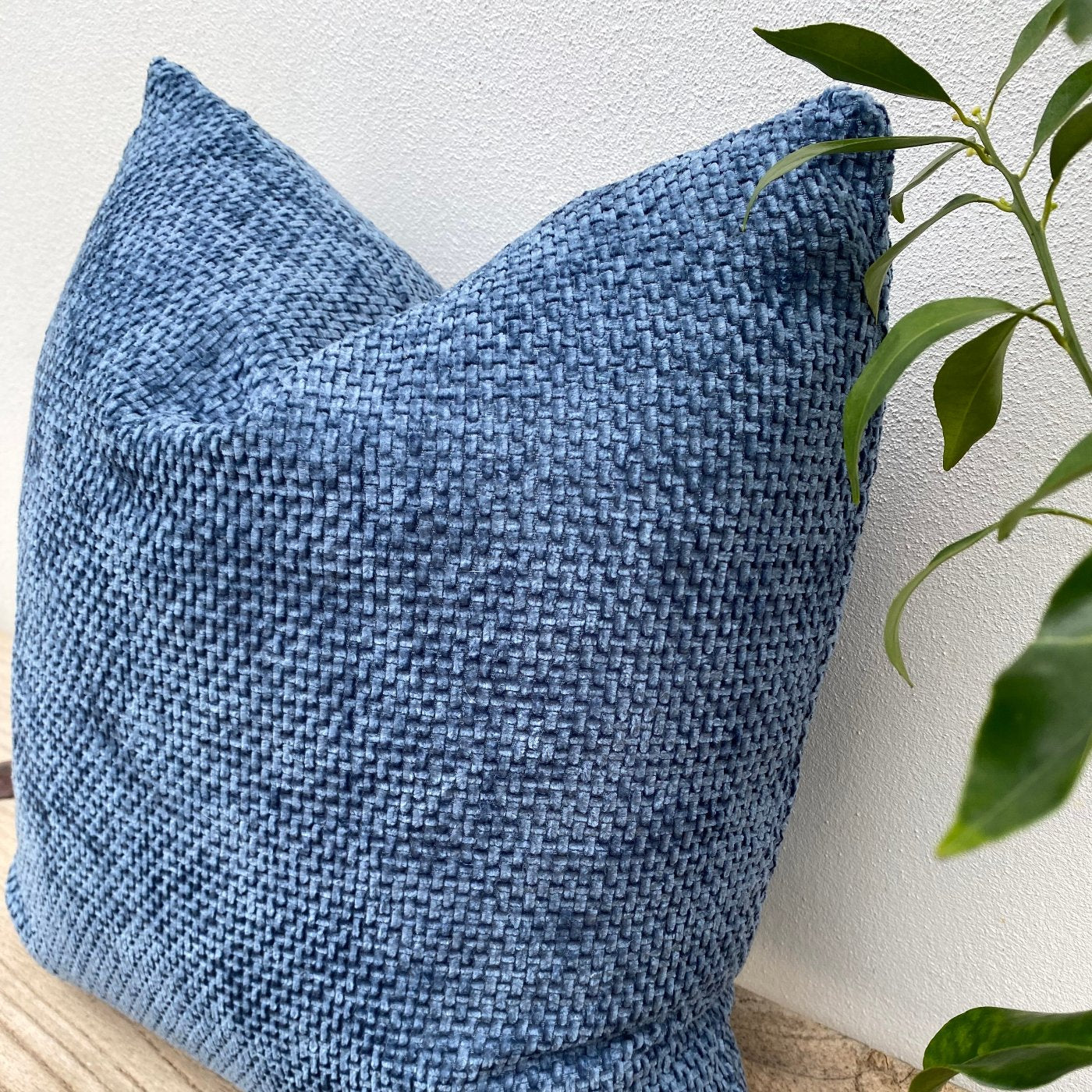 50x50 Textured Dusty Blue Velvety Chenille Cushion