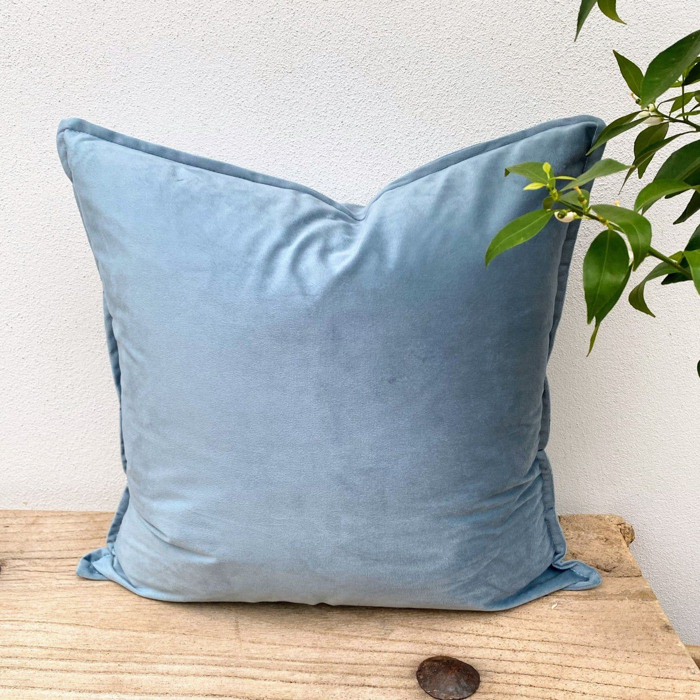 50cm Dusty Blue Velvet Cushion