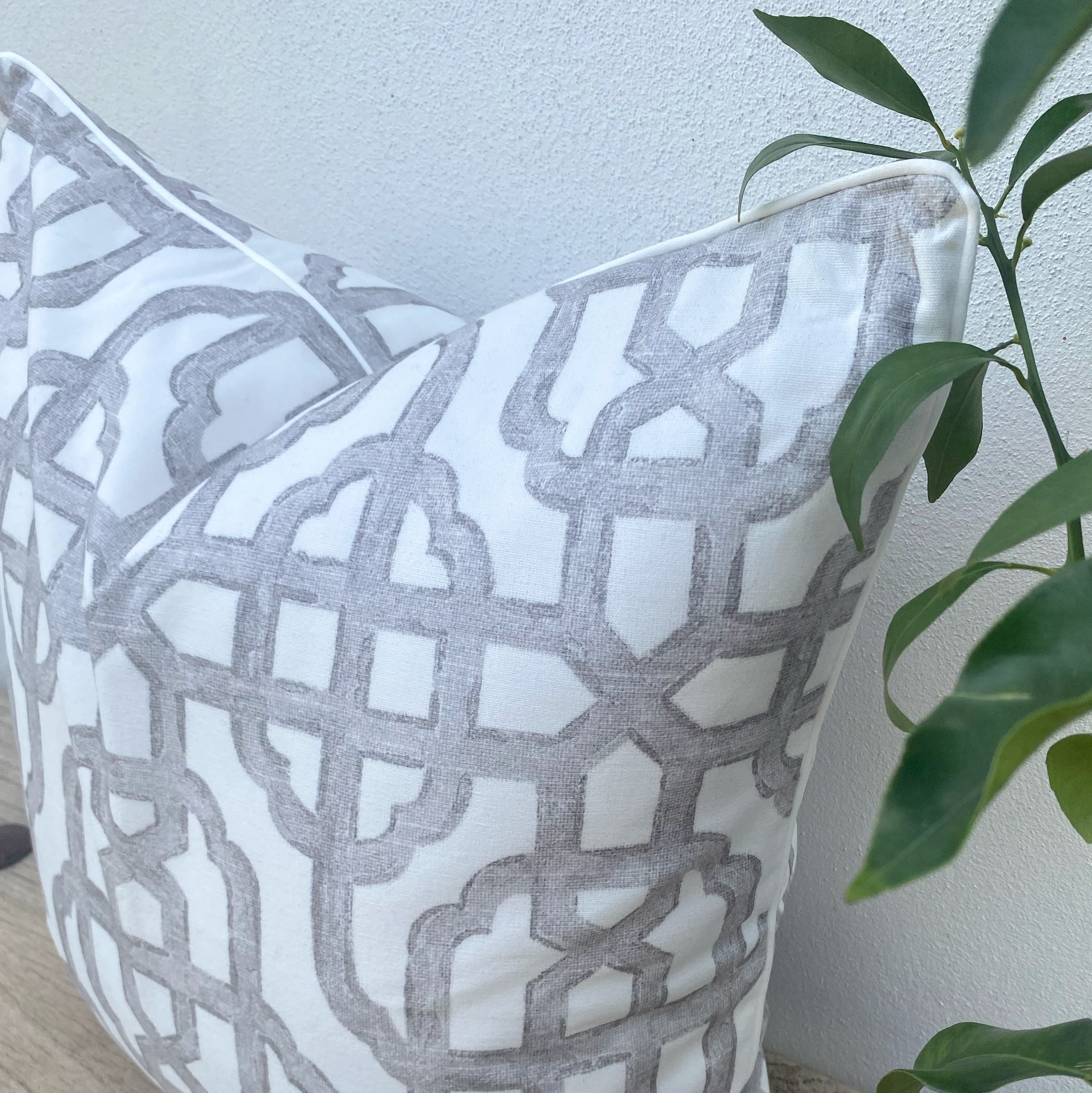 50cm Grey Patterned Cushion