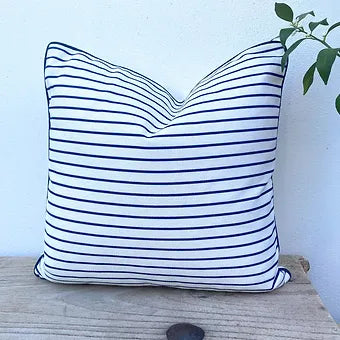 50cm Hamptons Blue and White Striped Cushion