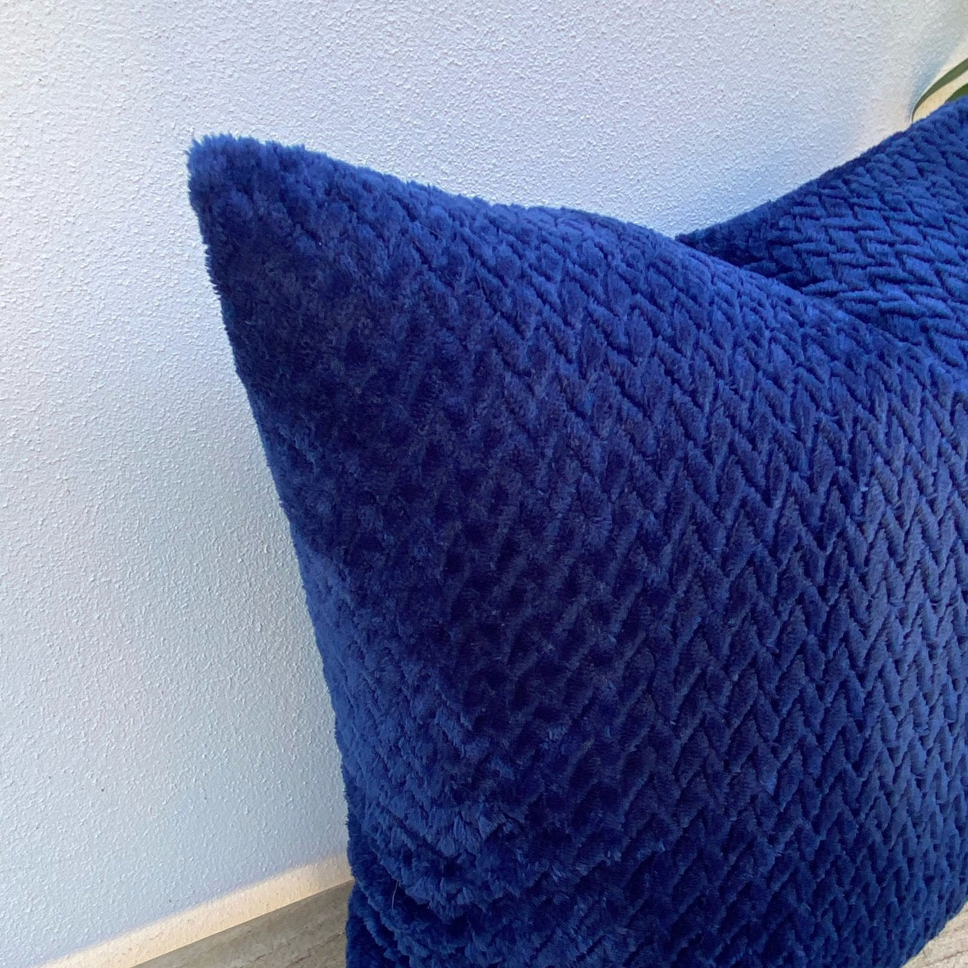 50cm Blue Velvet Chenille Cushion Cover | Herringbone