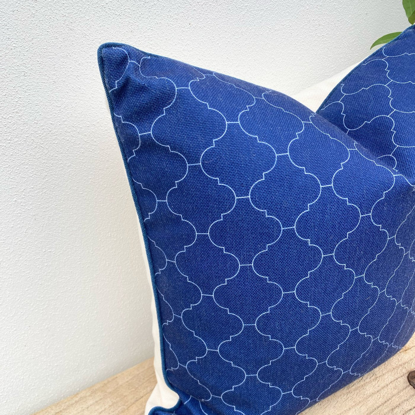 50cm Navy Blue Patterned Cushion