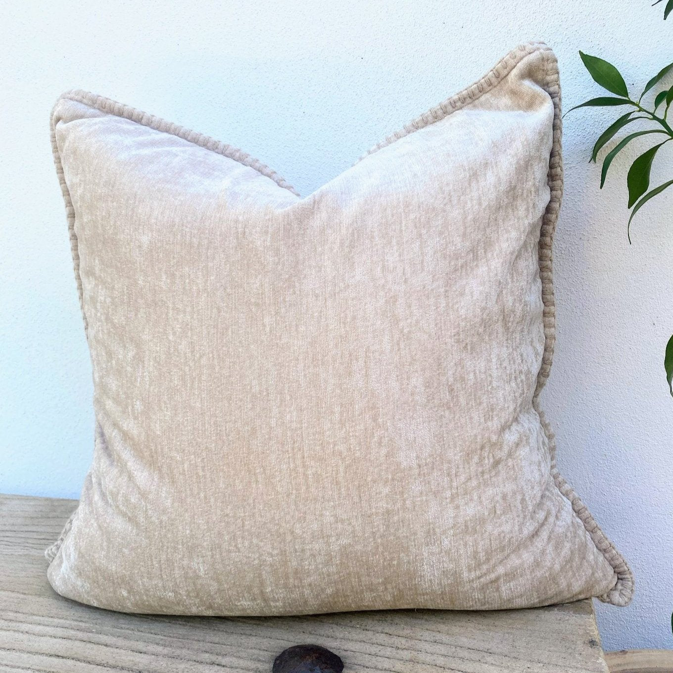 50cm Beige Velvety Chenille Cushion