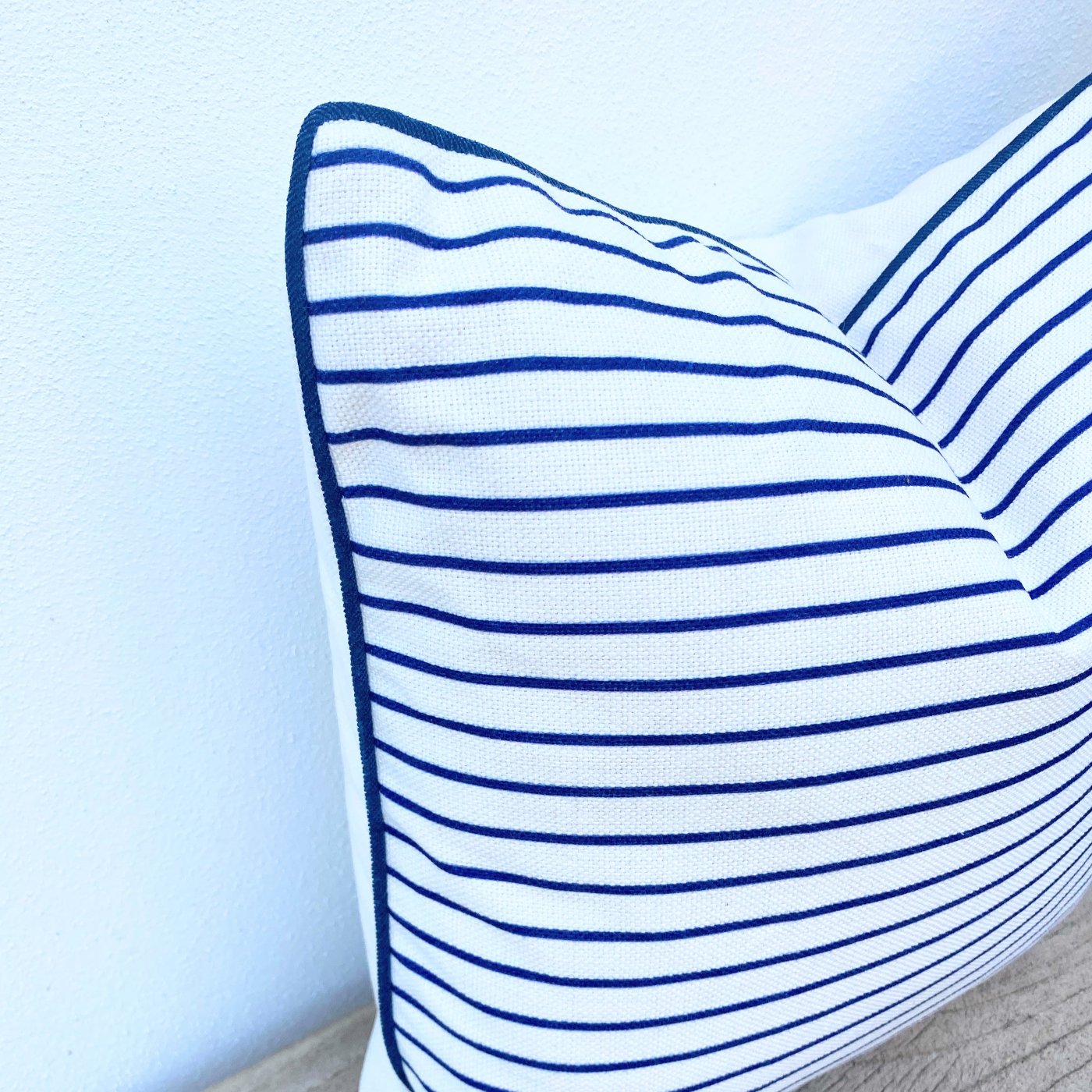 50cm x 50cm Blue and White Striped Cushion