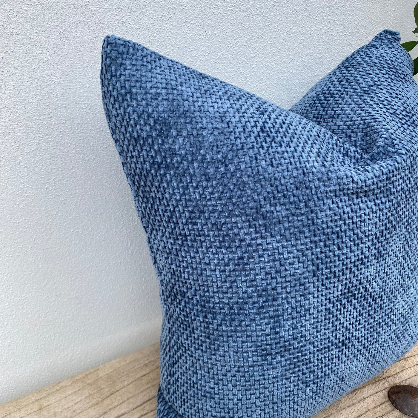 50x50 cm Textured Dusty Blue Velvety Chenille Cushion