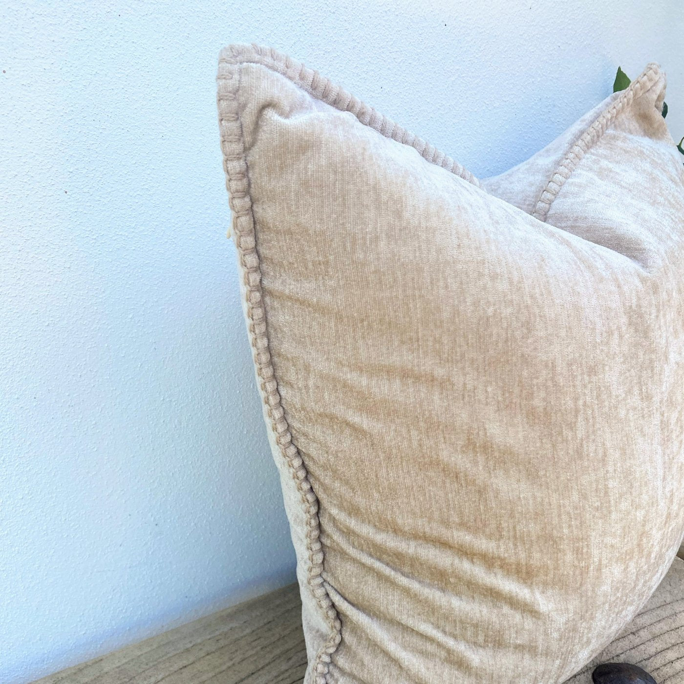 50x50 Natural Beige Velvety Chenille Cushion