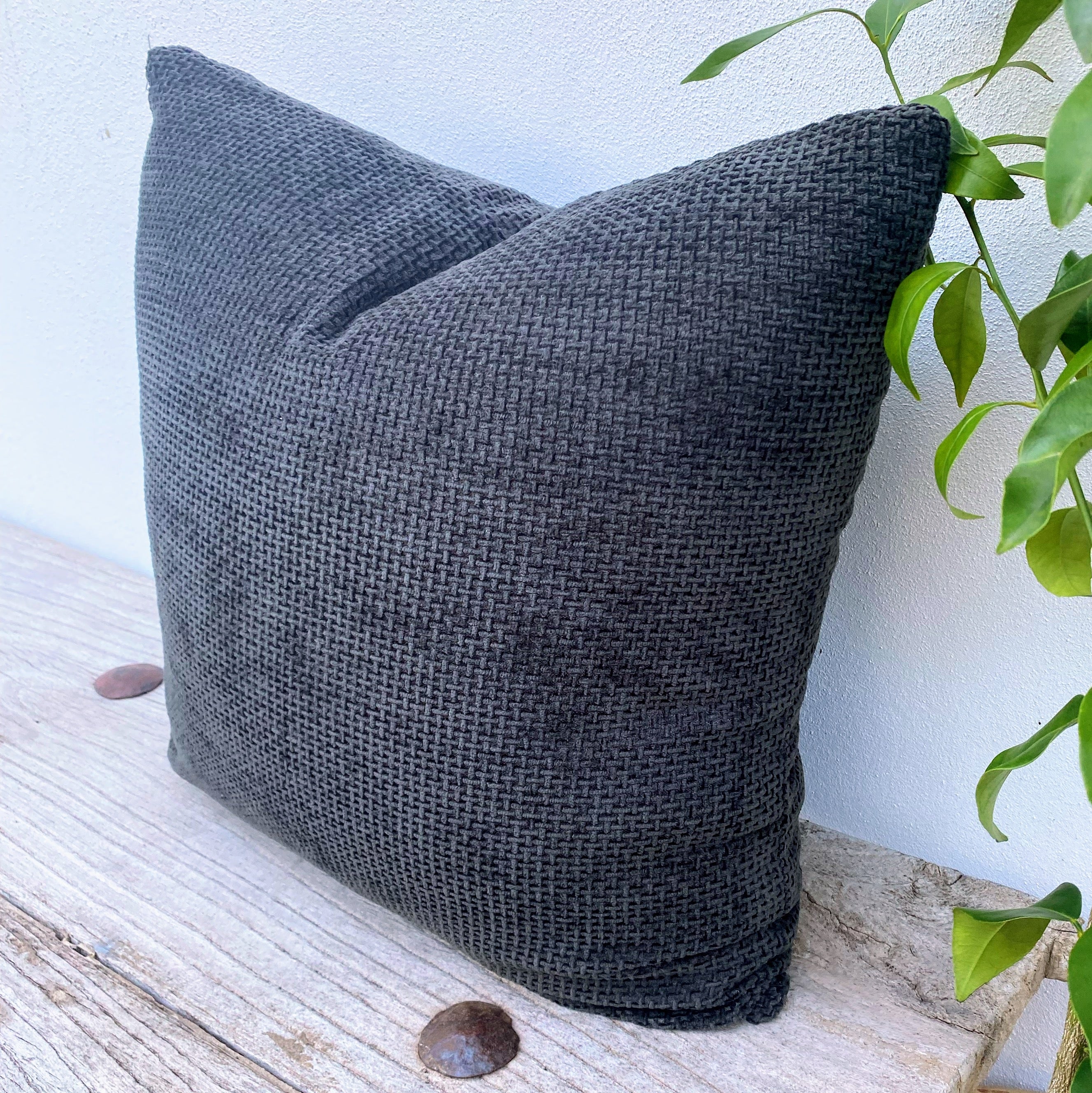 Dark Brown Chenille Cushion Cover | Lattice