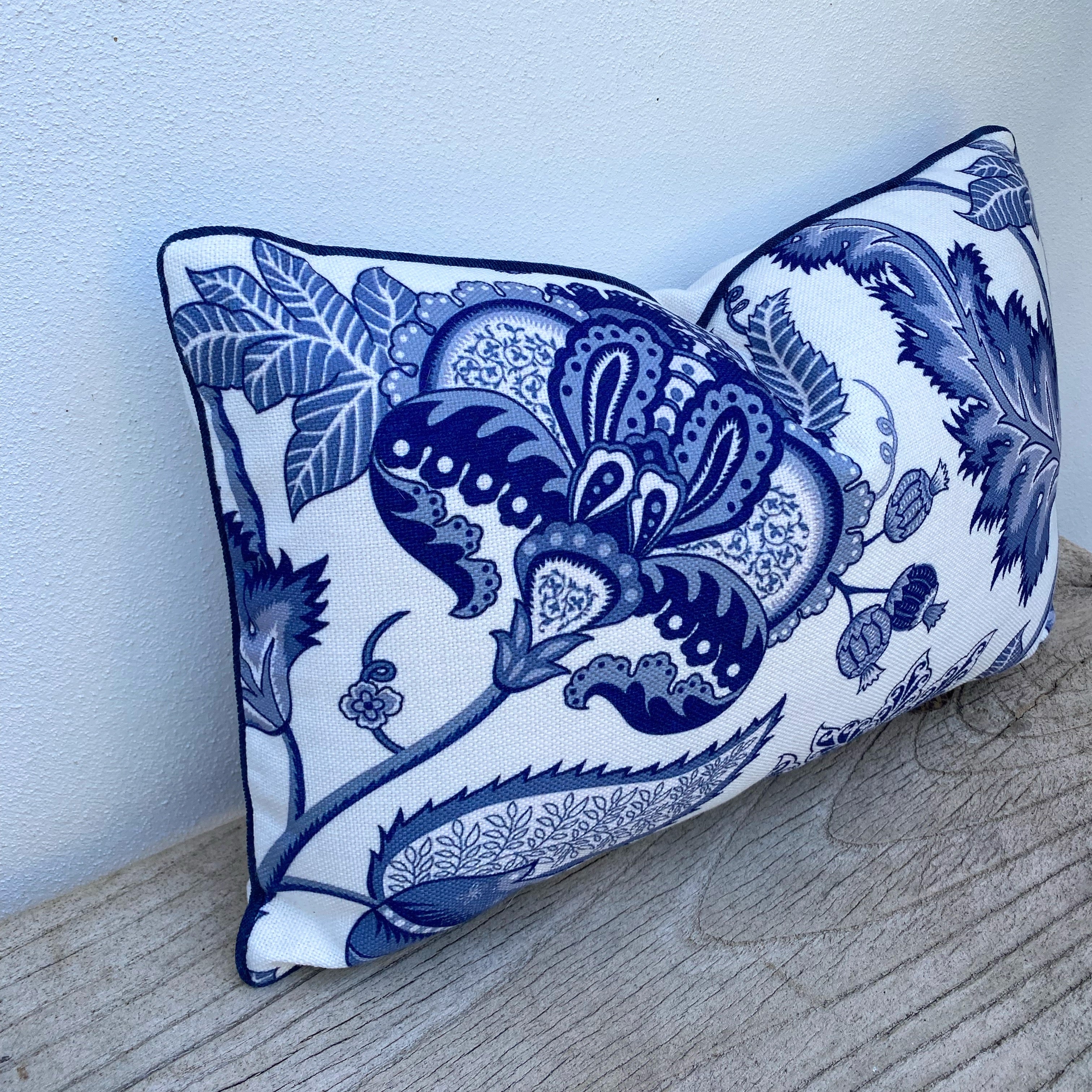 Rectangle Hamptons Style Cushions | Blue and White Floral |Cherished Garden