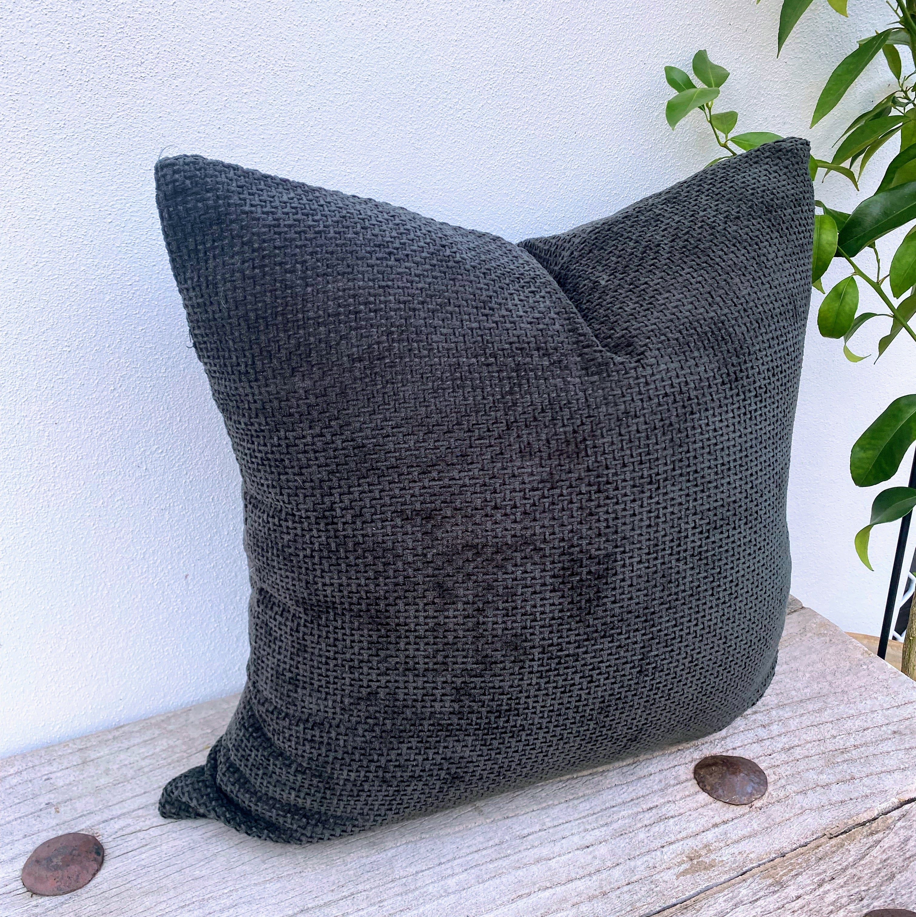 Dark Brown Chenille Cushion Cover | Lattice