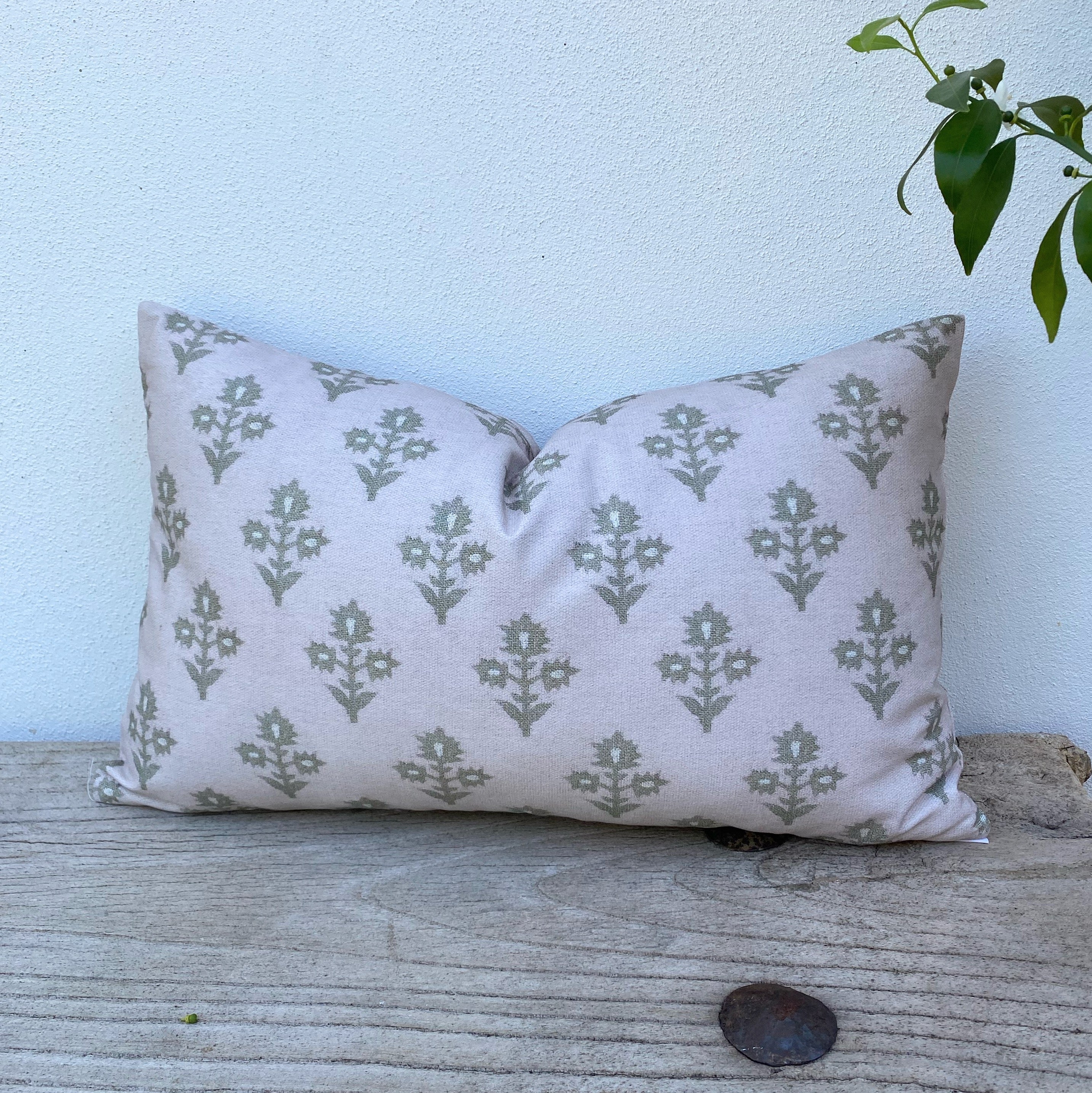 100% Cotton Beige Green Cushions | Chance