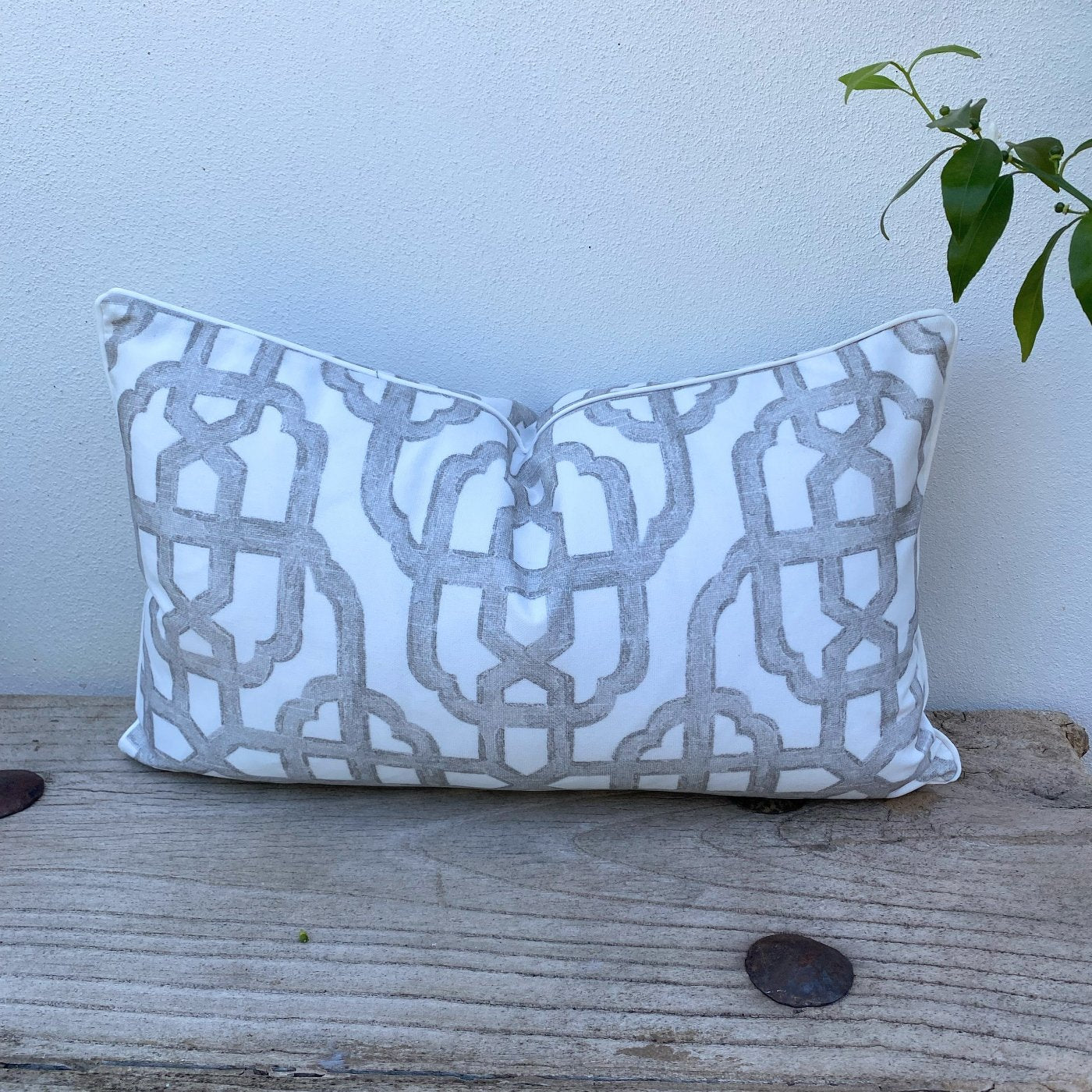 Rectangle Trellis Grey Taupe Cushions | Imperial Bisque