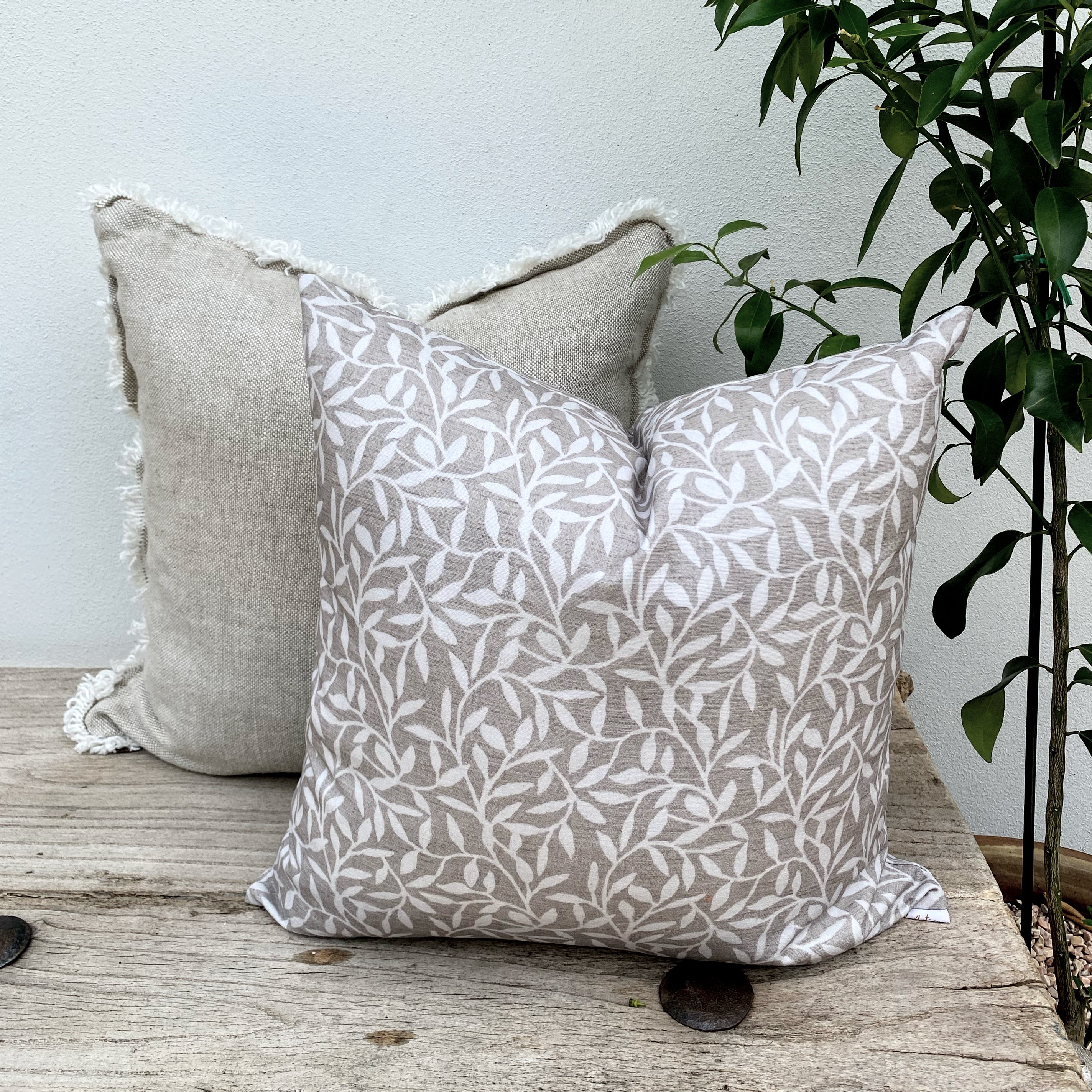 Set of 2 Natural Beige Cushion Covers | Saja Whispering Vine