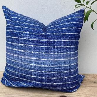 50cm Dark Blue and White Striped Cushion