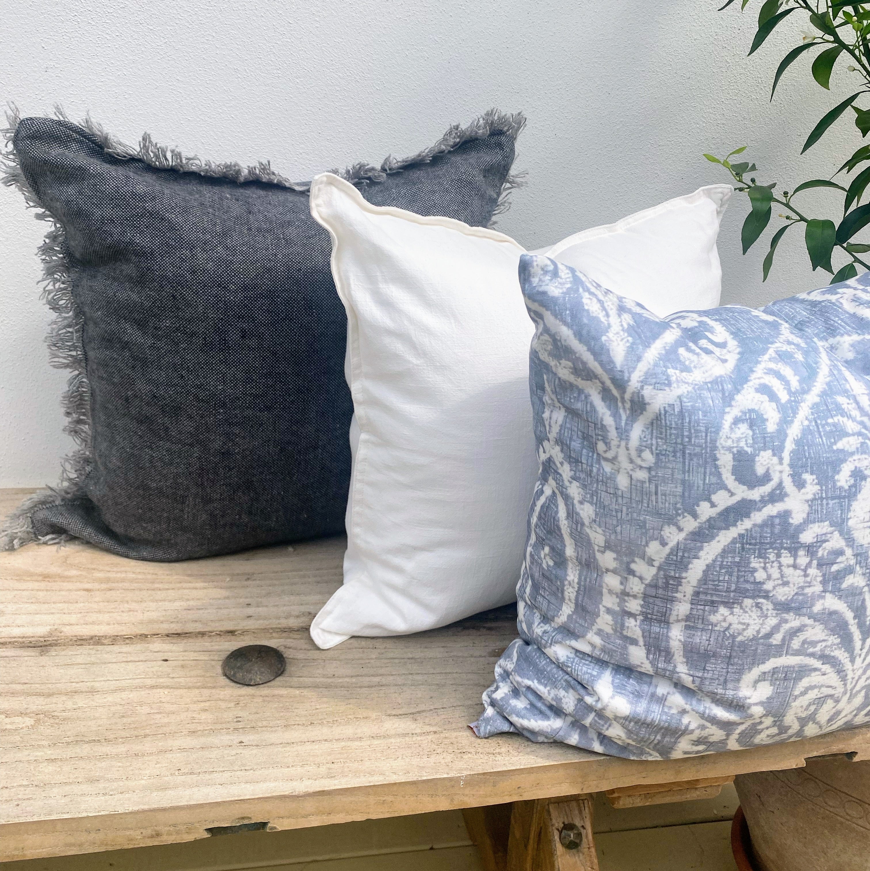 Set of 3 Grey and White Cushion Covers  | Saja Boho Damask