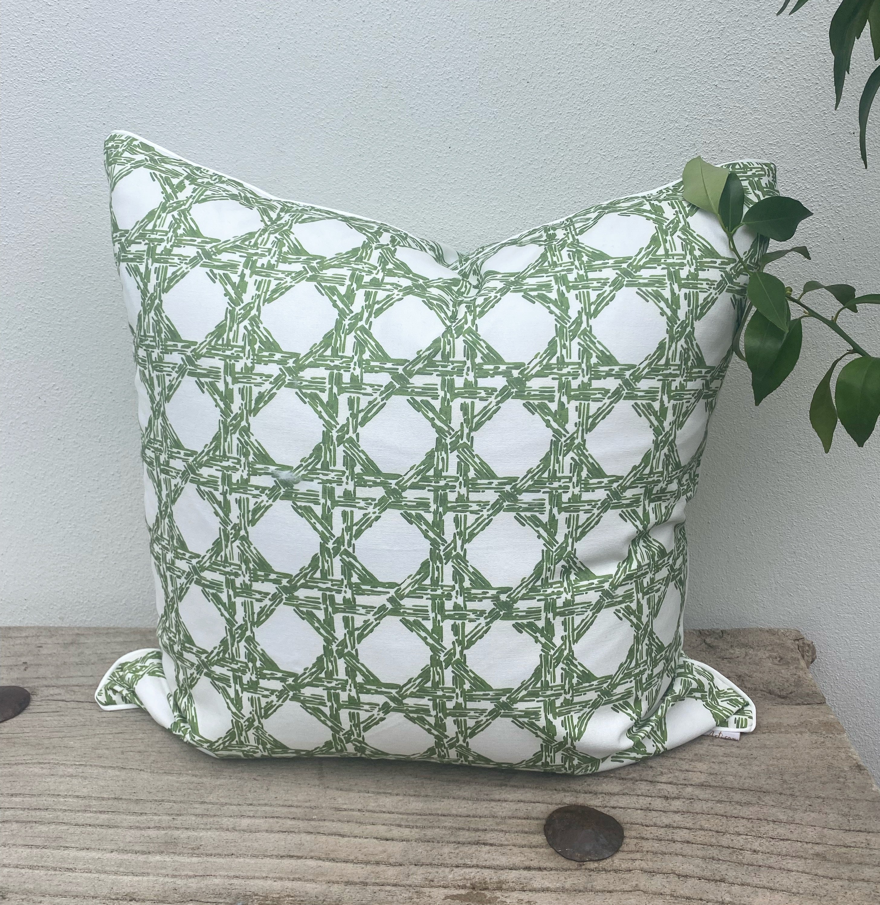 100% Cotton  Green and White Cushions| Rattan