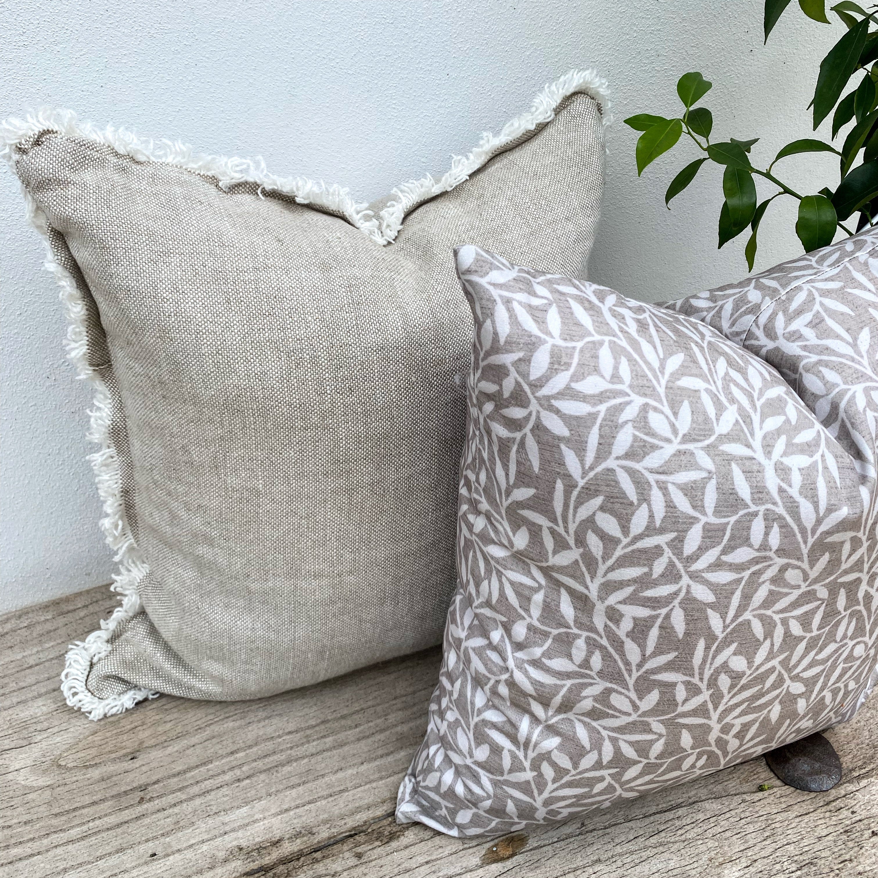 Set of 2 Natural Beige Cushion Covers | Saja Whispering Vine