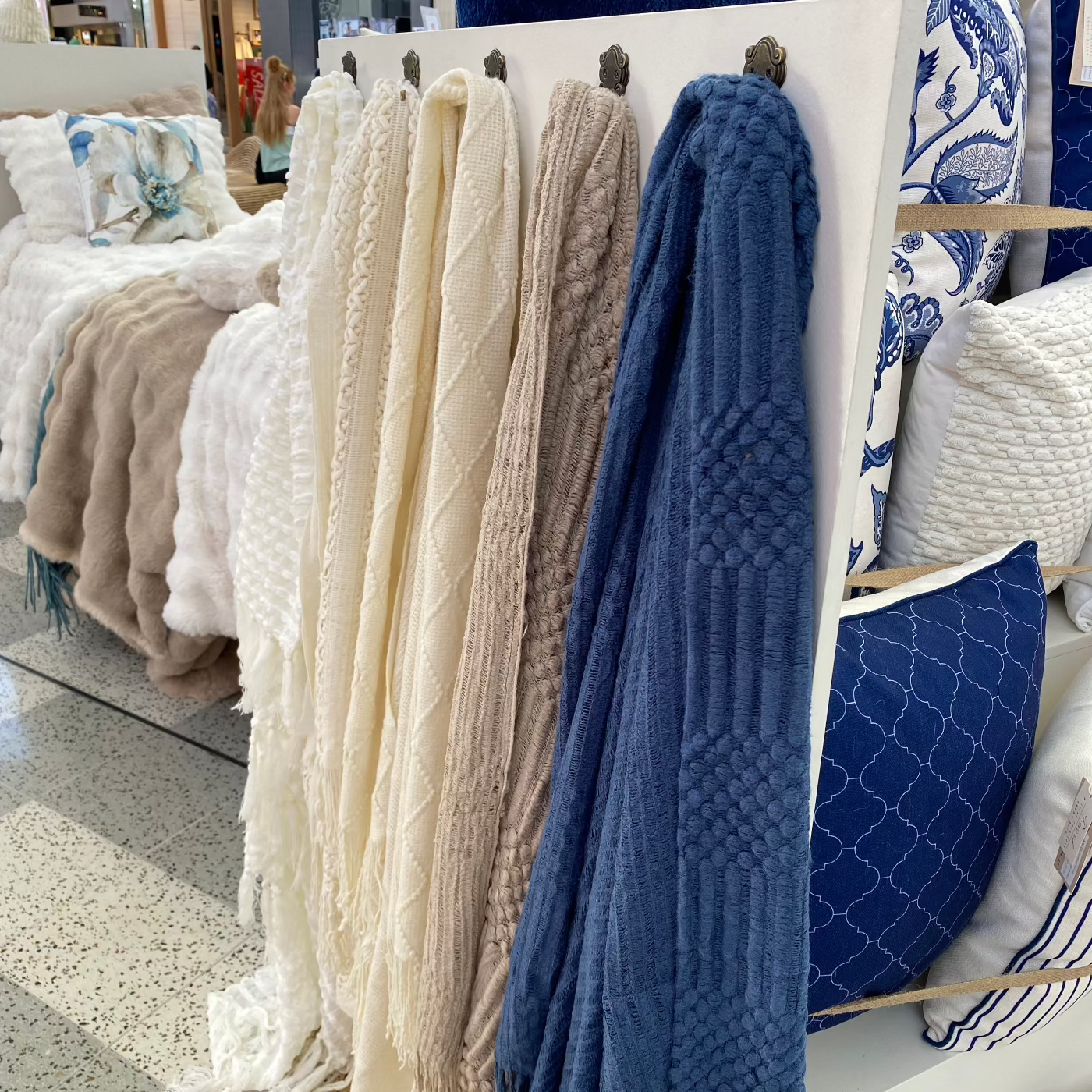 Knitted Blue Throw Blanket | Navy