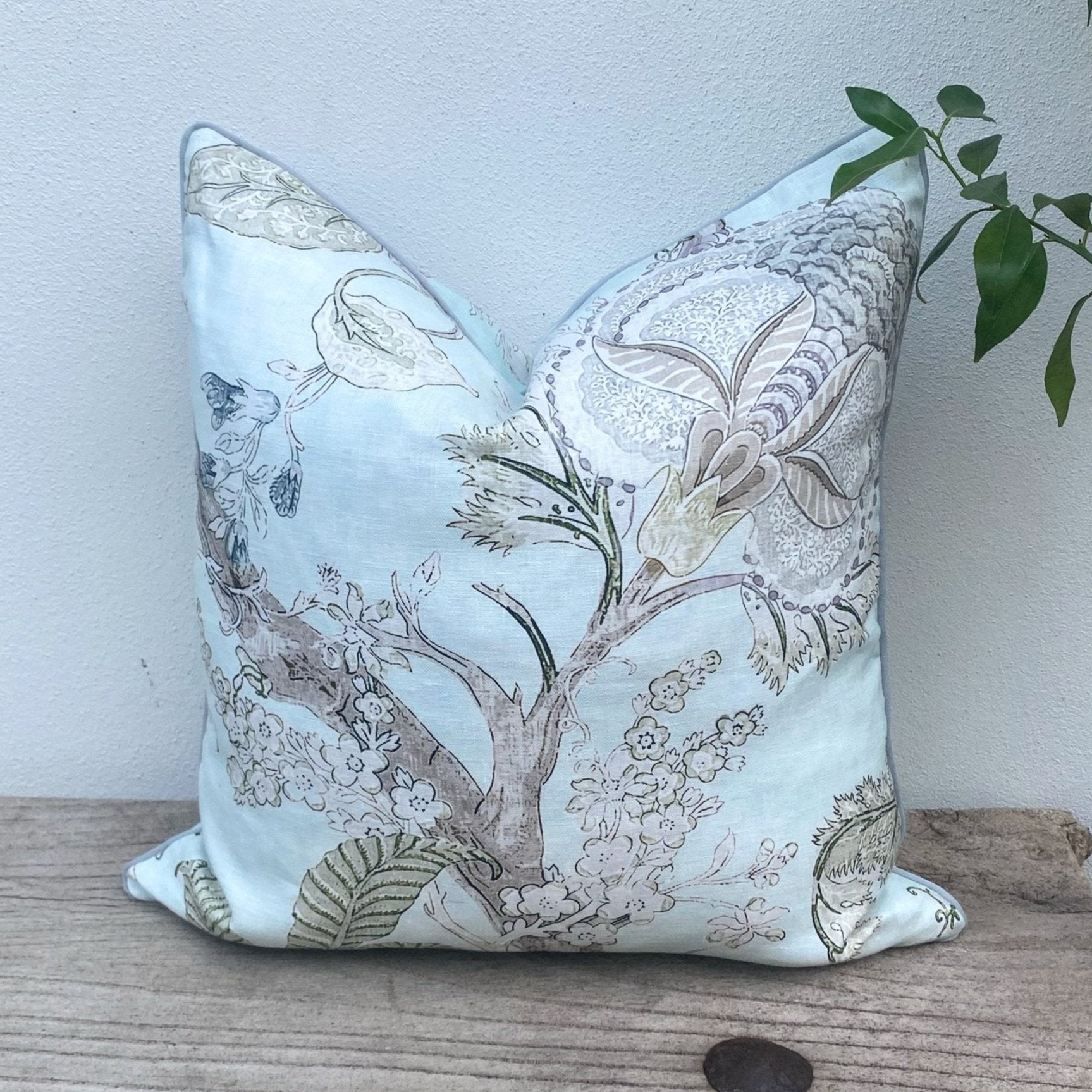 Beautiful Floral Duck Egg Blue Cushion Cover