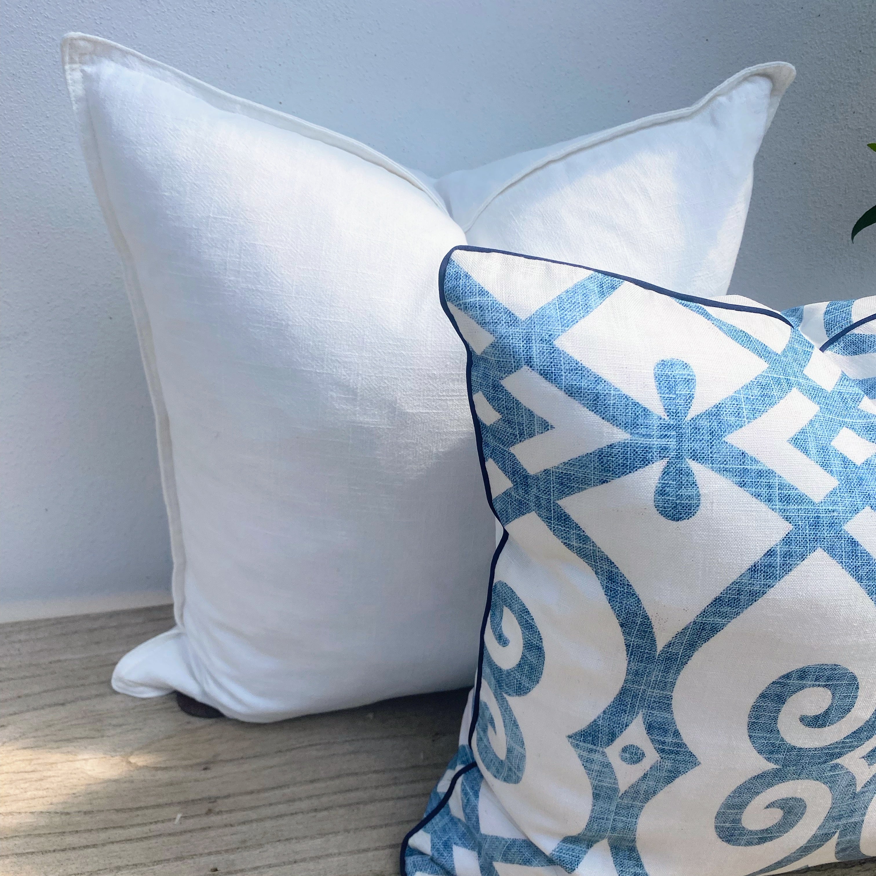 Scroll Pattern Blue and White Hamptons Cushions