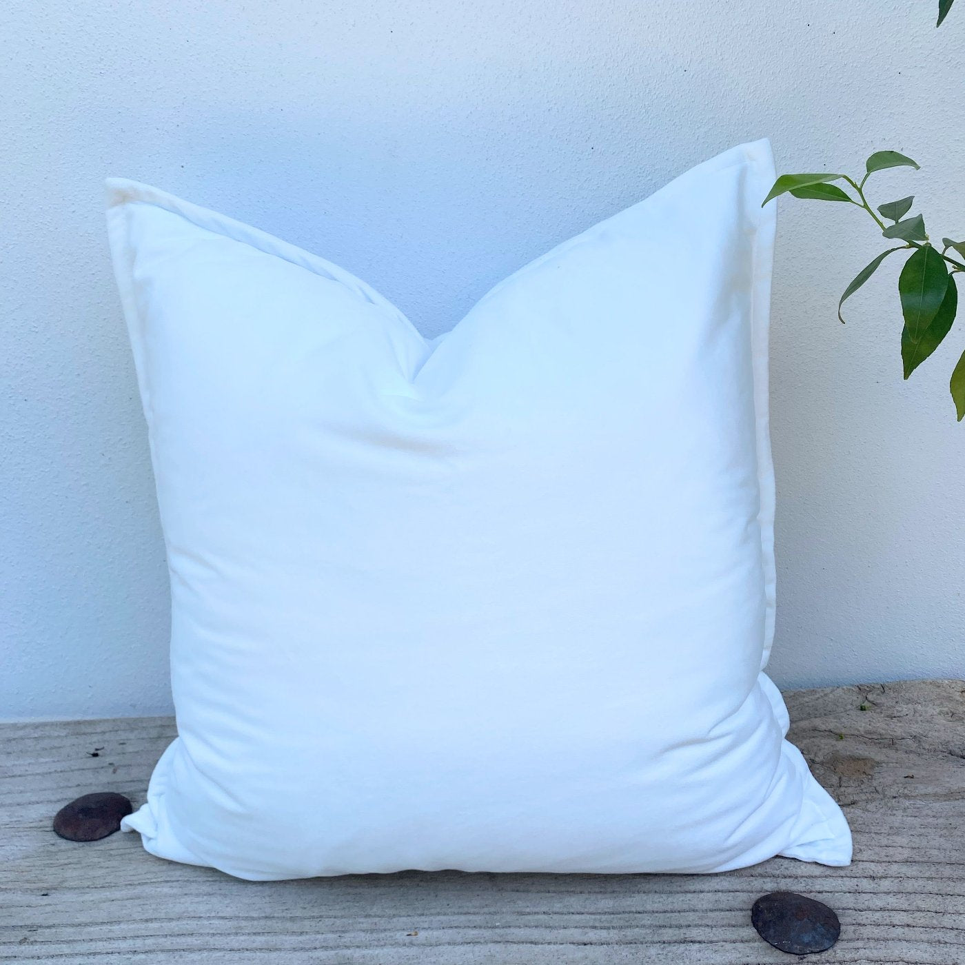 50cm Flanged Edge White Velvet Cushion Cover