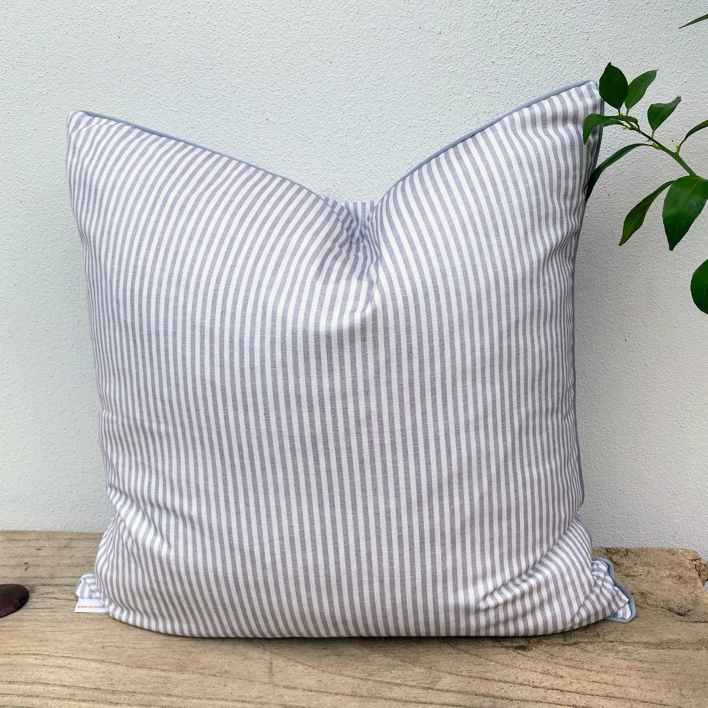 Grey White Pin Striped Cushion