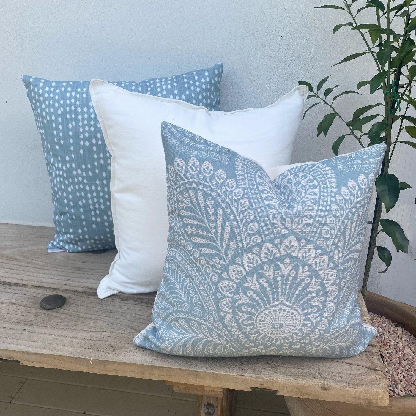 Light Blue Cushion Set of 3