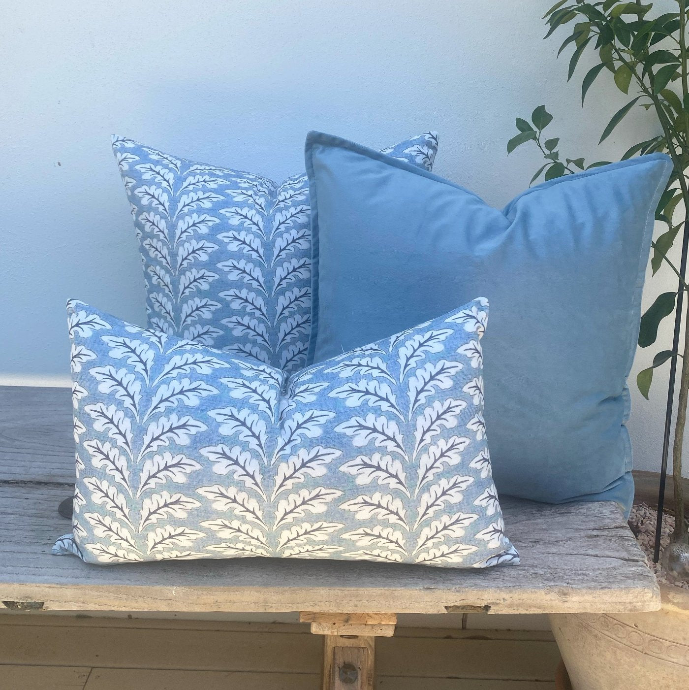 Dusty Blue Set of 3 Cushions