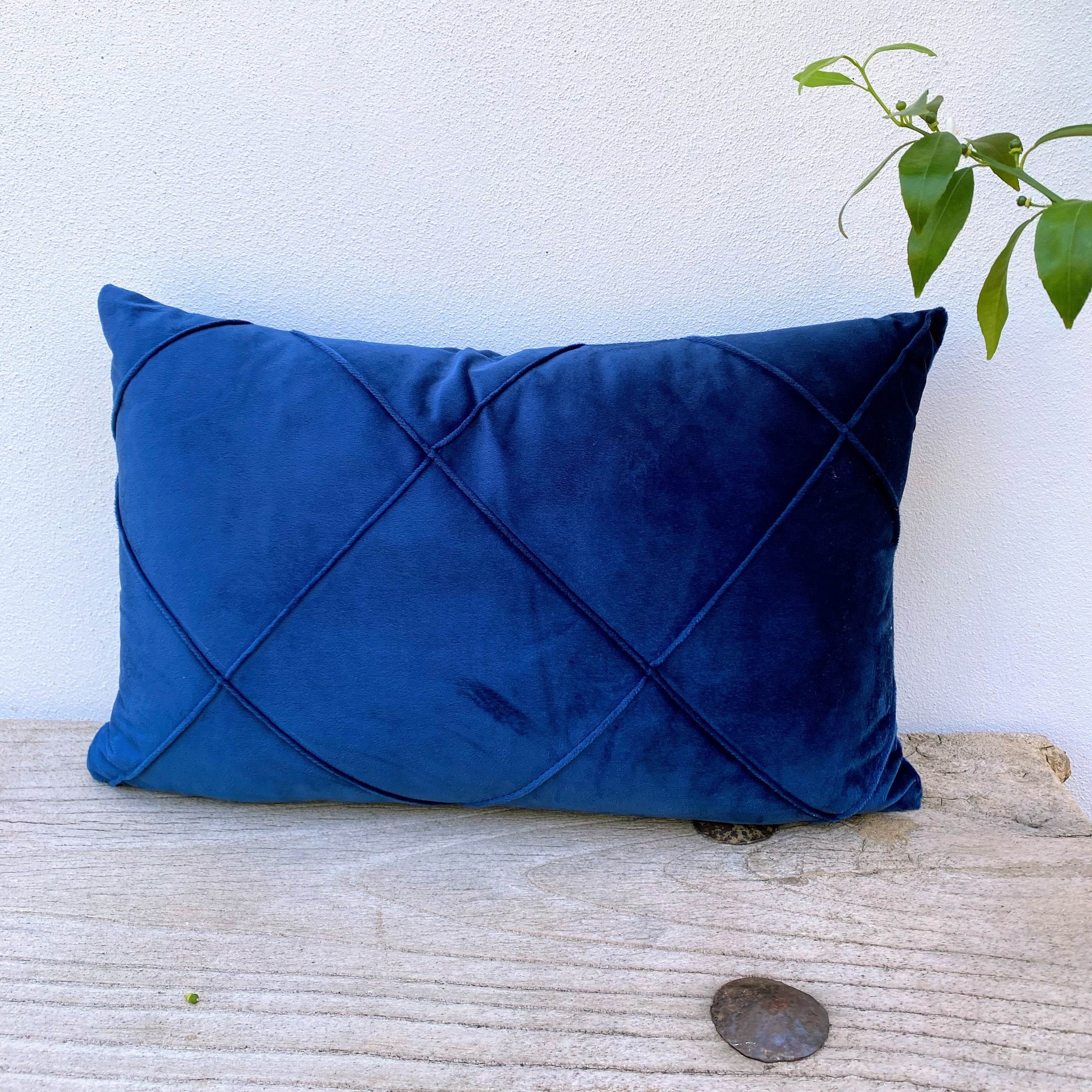 Navy Blue Velvet Patterned Cushion Cover