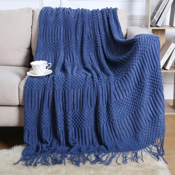 Faux Cashmere Blue Throw