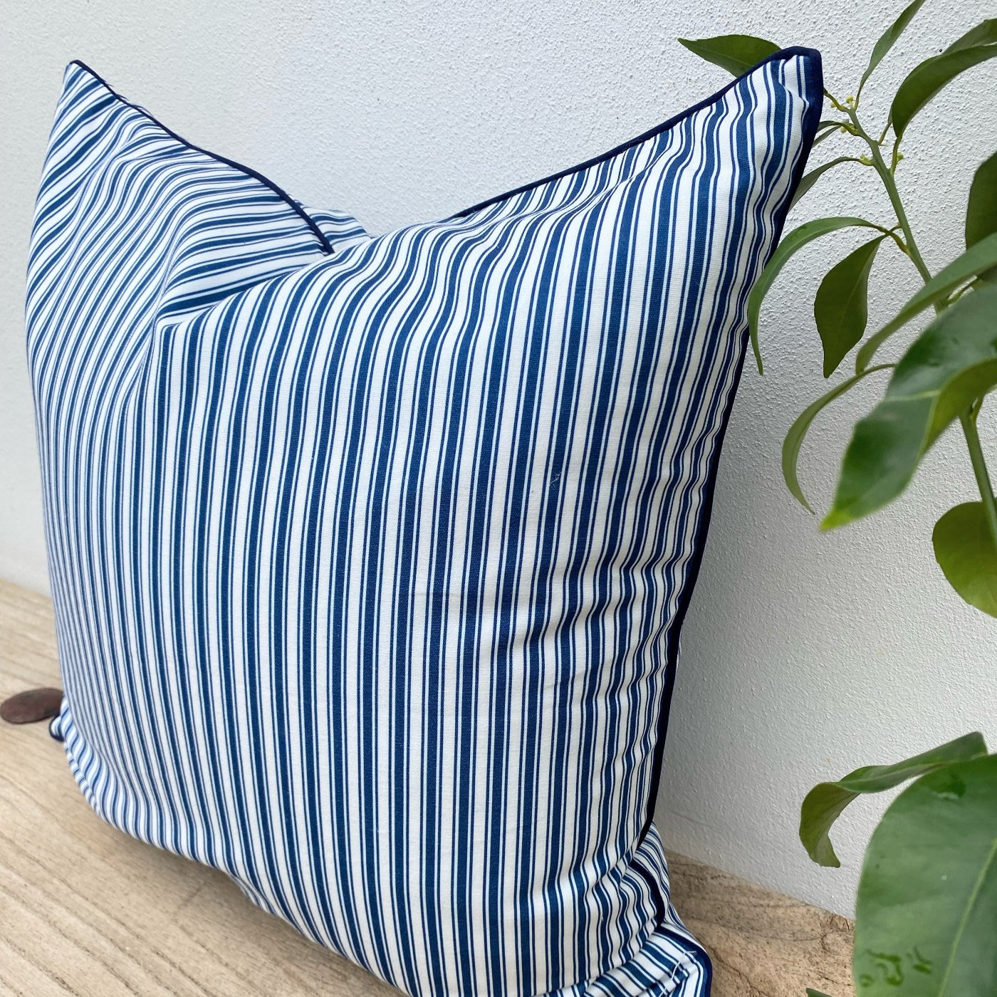 Navy Blue and White Striped Cushion Covers