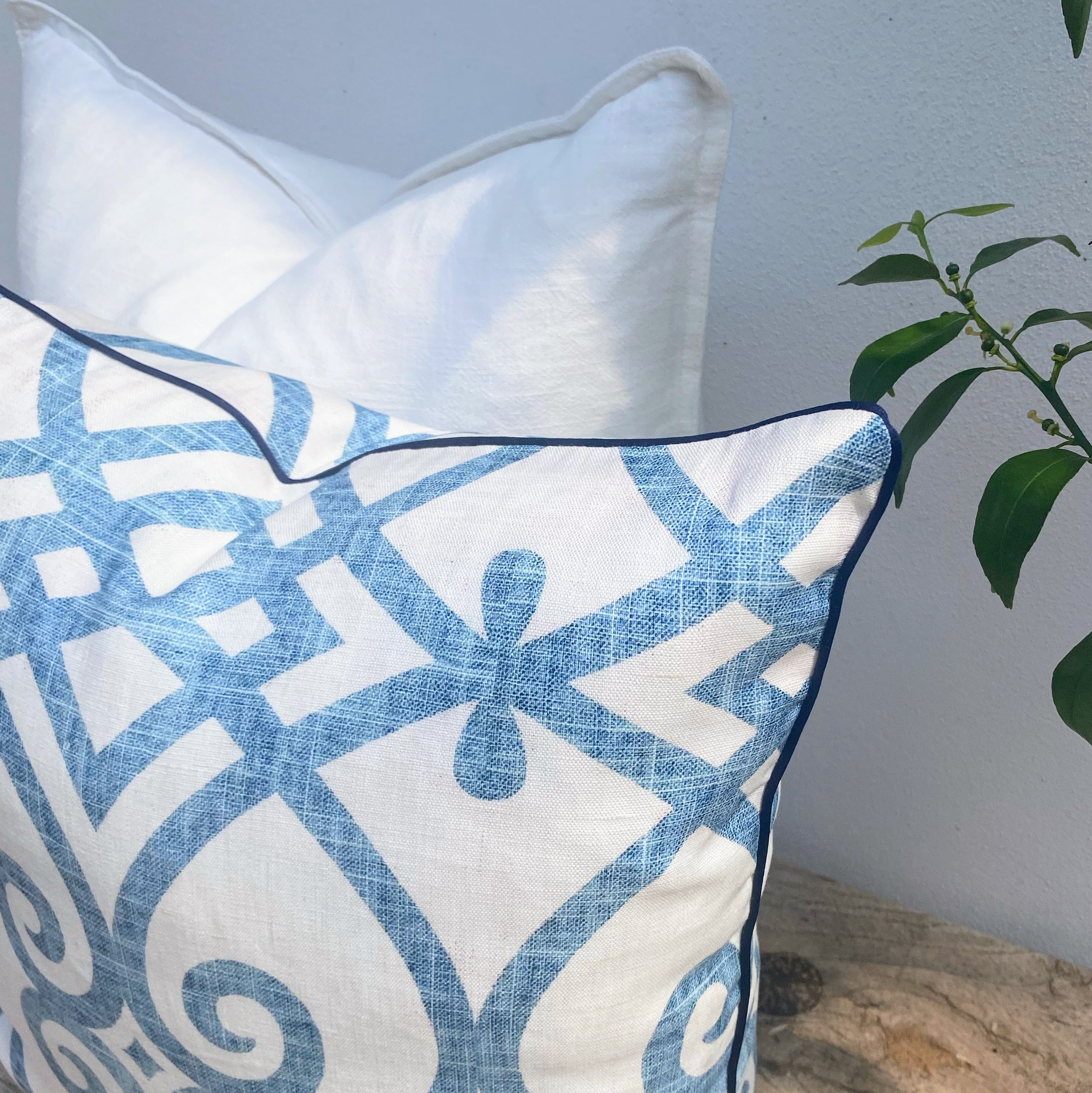 Patterned Blue and White Coastal Cushions