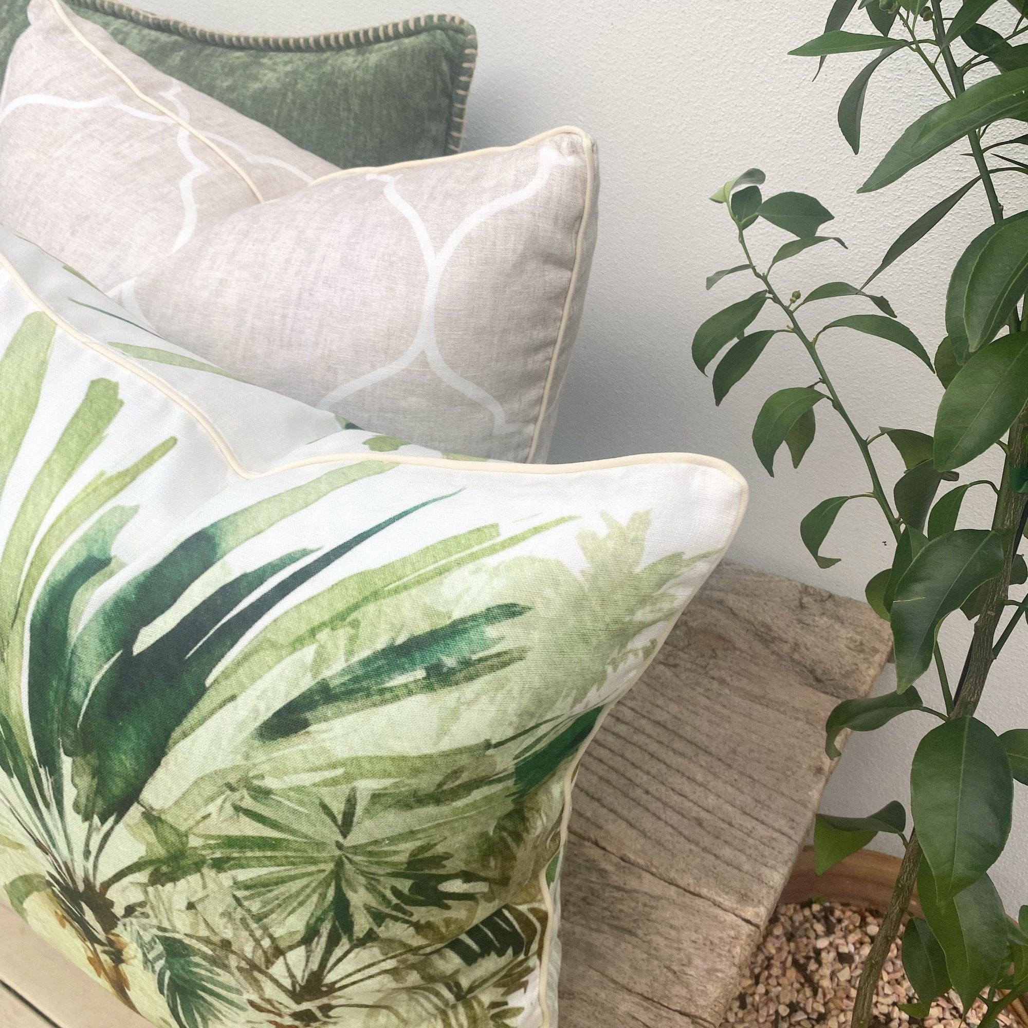 French Linen Tropical Cushions Covers