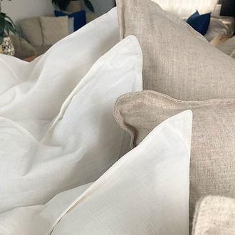 Plain White and Natural Linen Cushion Covers