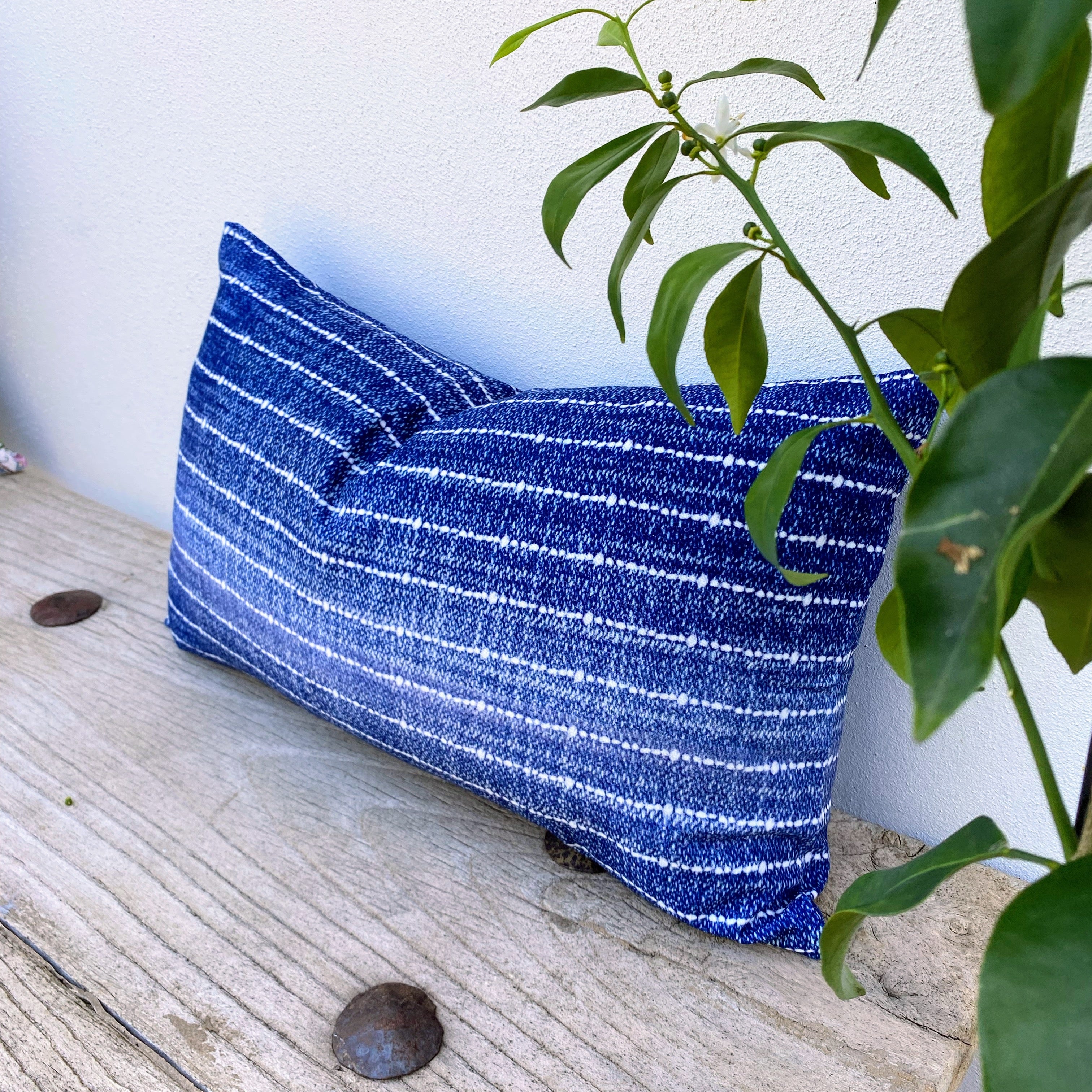 Rectangle Blue and White Cushion Cover