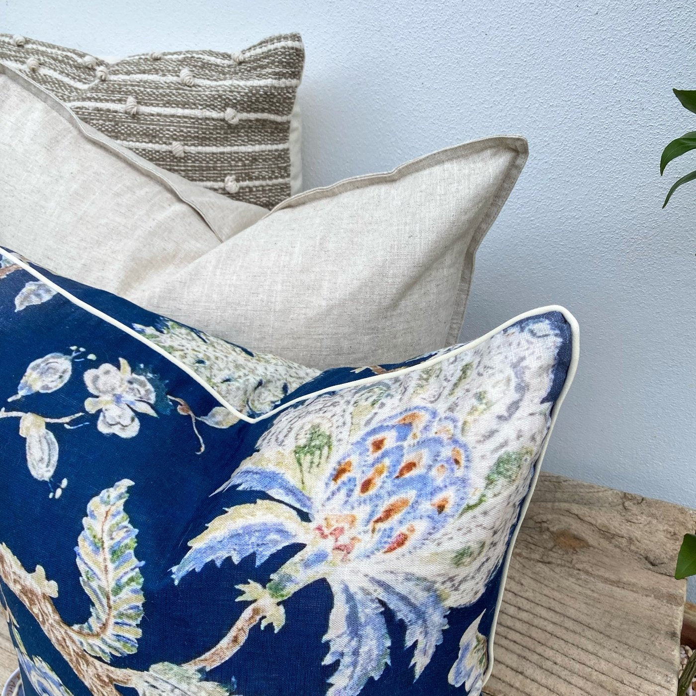 Set of 3 Coastal Botanical Cushions