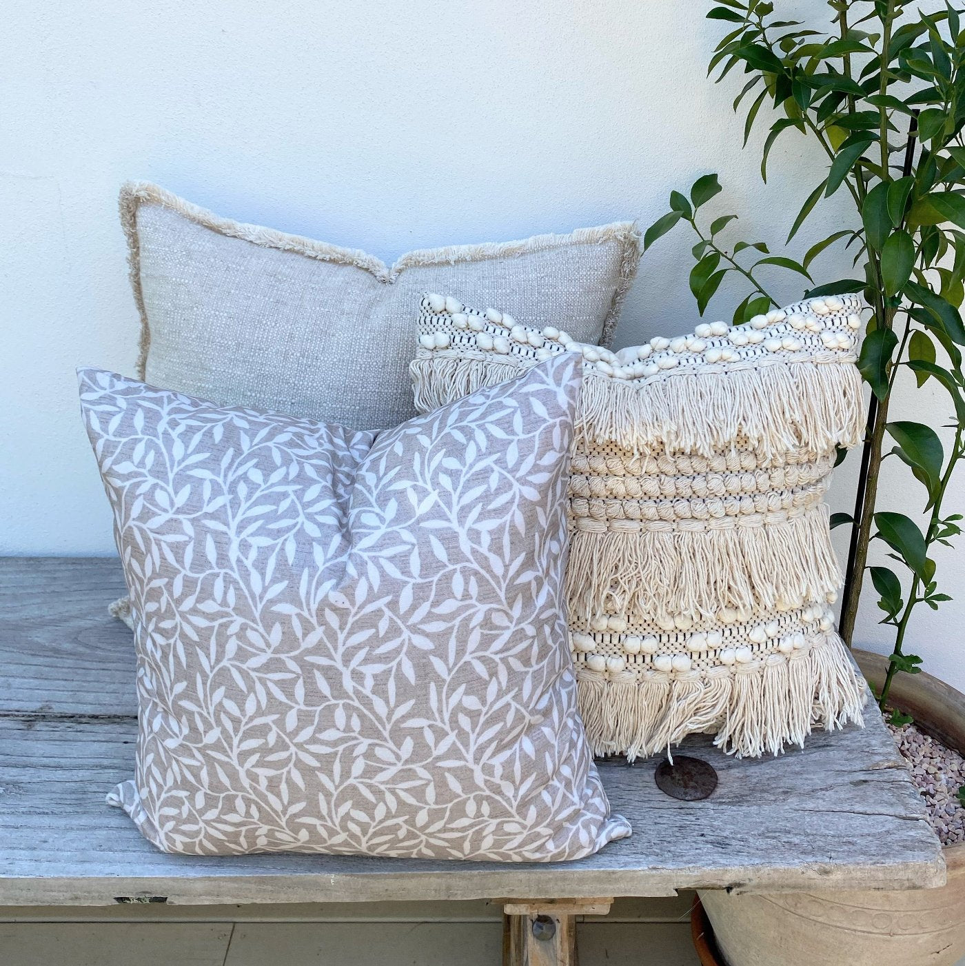 Set of 3 Natural Linen Cotton Cushions