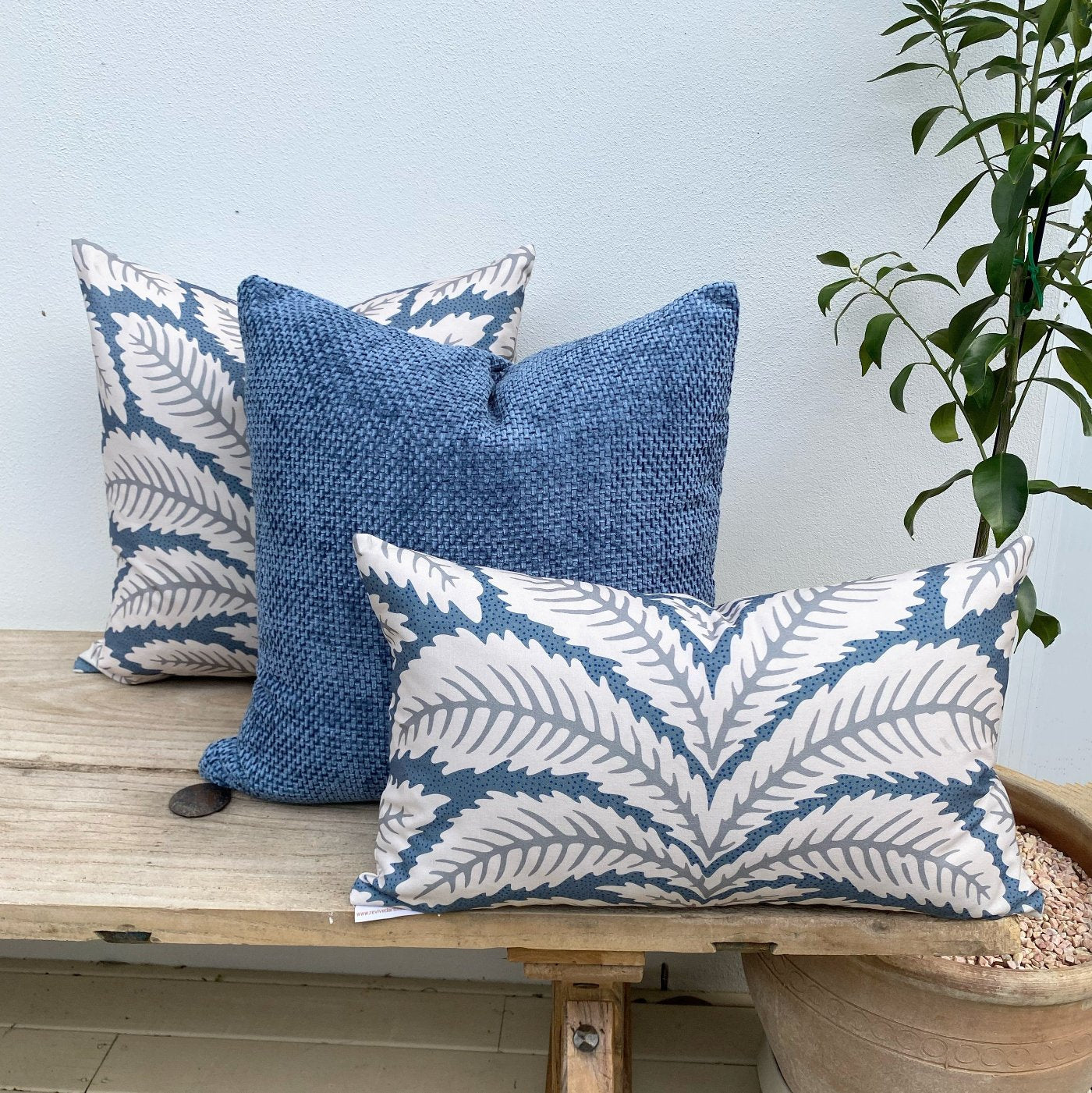 Set of 3 Tropical Cushion Covers | Island Dusk Blue