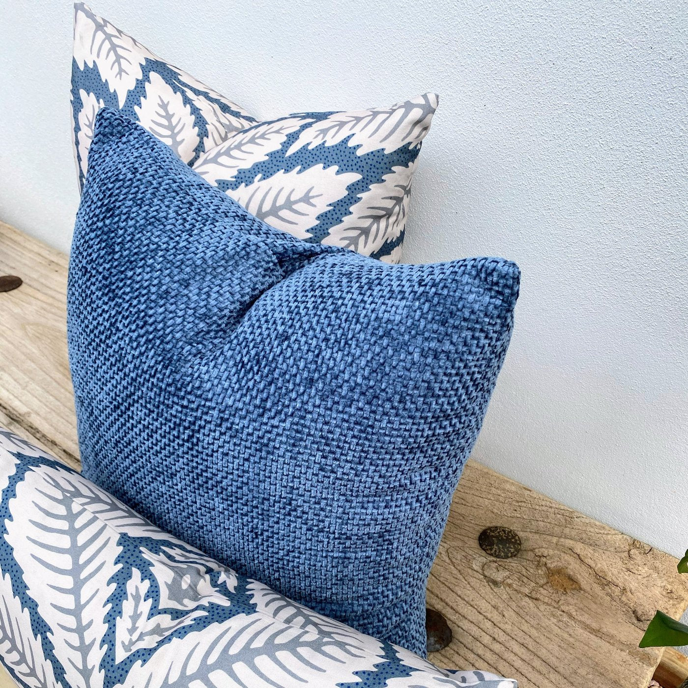 Set of 3 Tropical Palm Tree Cushion Covers | Island Dusk Blue