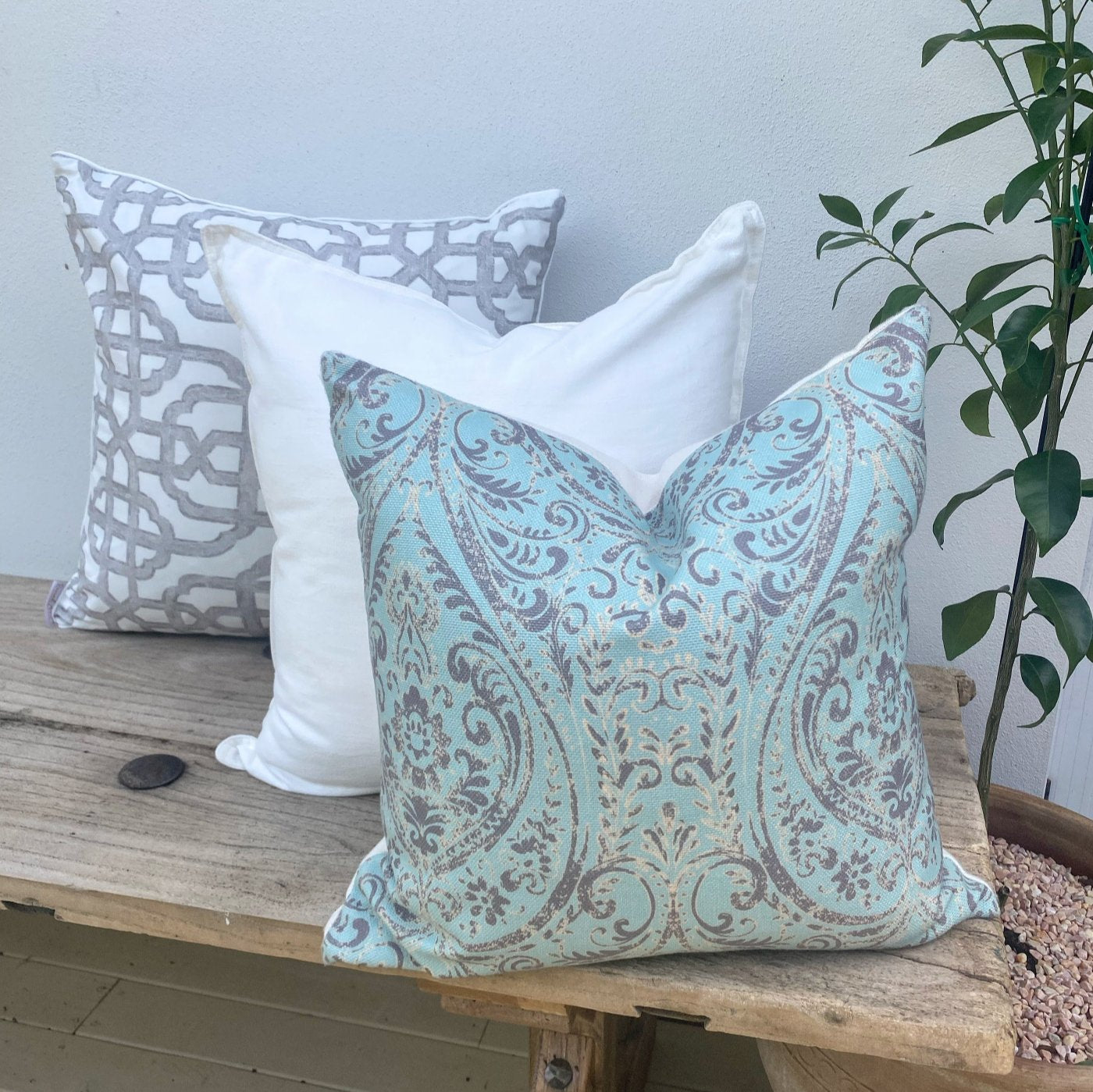 Set of Grey and Duck Egg Blue Cushions