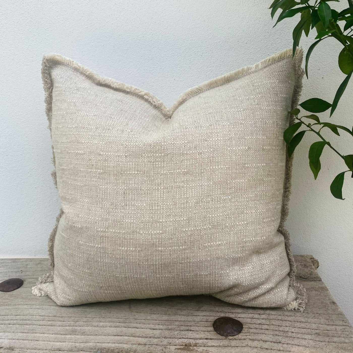 Textured Fringed Linen Cotton Cushion