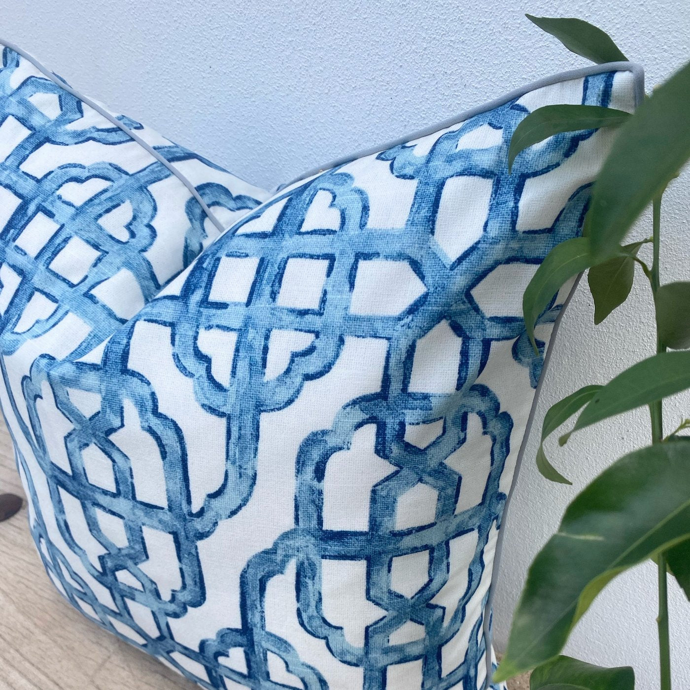 Trellis Blue and White Imperial Seaside Cushion