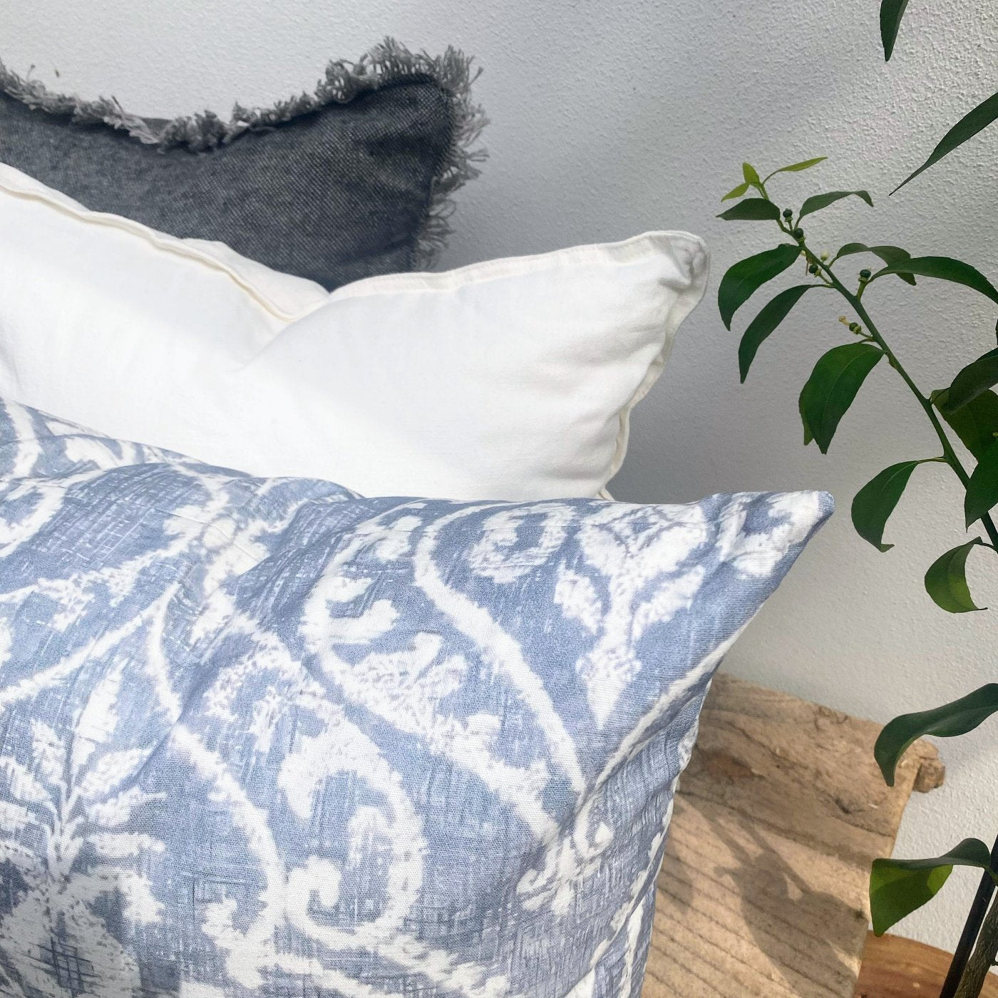 Trio of Grey and White Boho Cushions