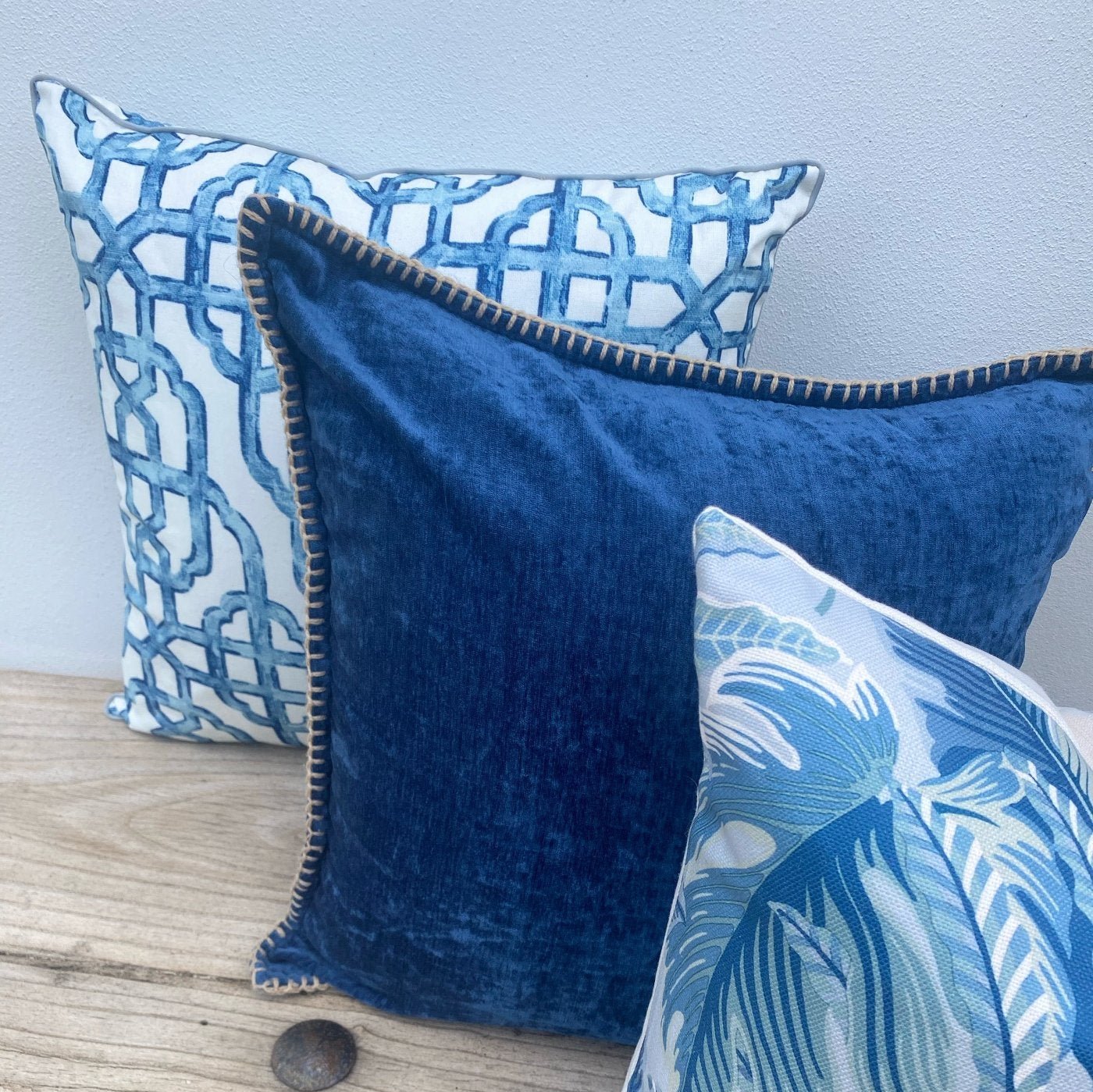 Tropical Light and Dark Blue Cushions