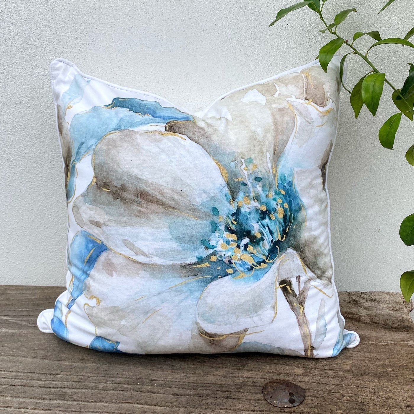 45cm Watercolour Light Blue Floral Cushion Cover